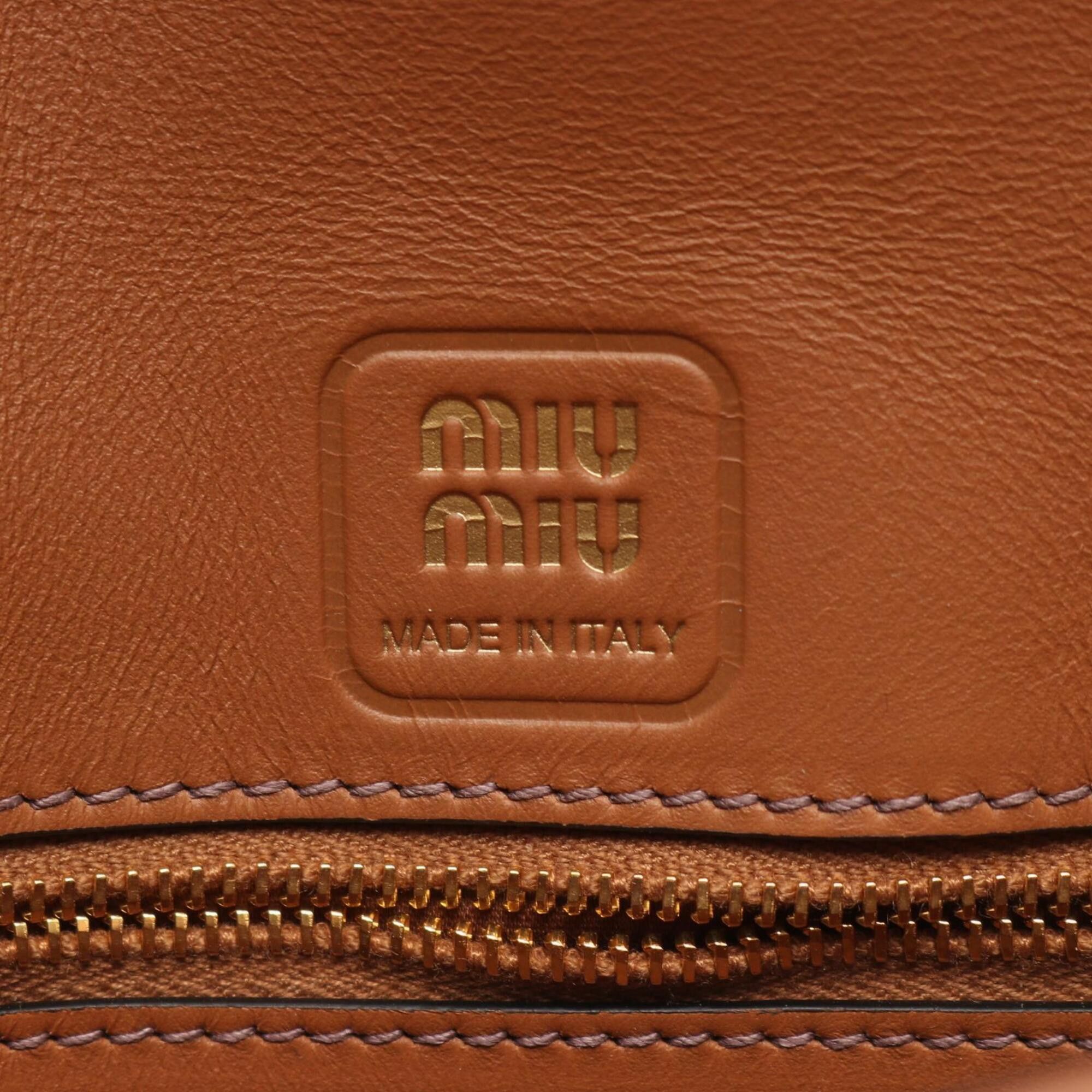 Miu Miu Miu Miu Miu CRM FINE CALF Penny 2-Way Handbag, Leather, Women's, Brown, 5BD270 Size ONE SIZE - 4 Thumbnail