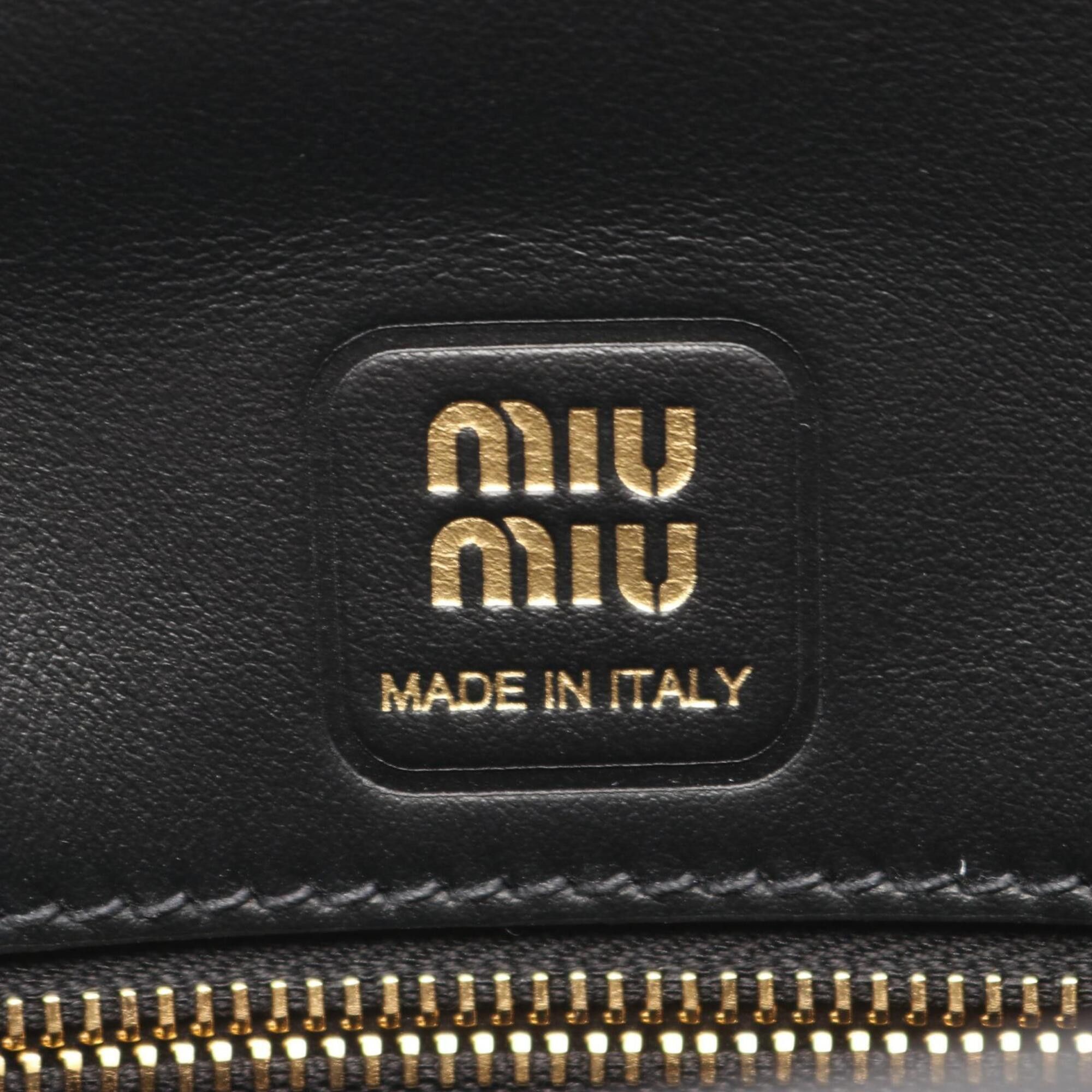 Miu Miu Miu Miu Miu CRM Fine Calf Penny Handbag, Leather, Women's, Black (5BD270) Size ONE SIZE - 4 Thumbnail
