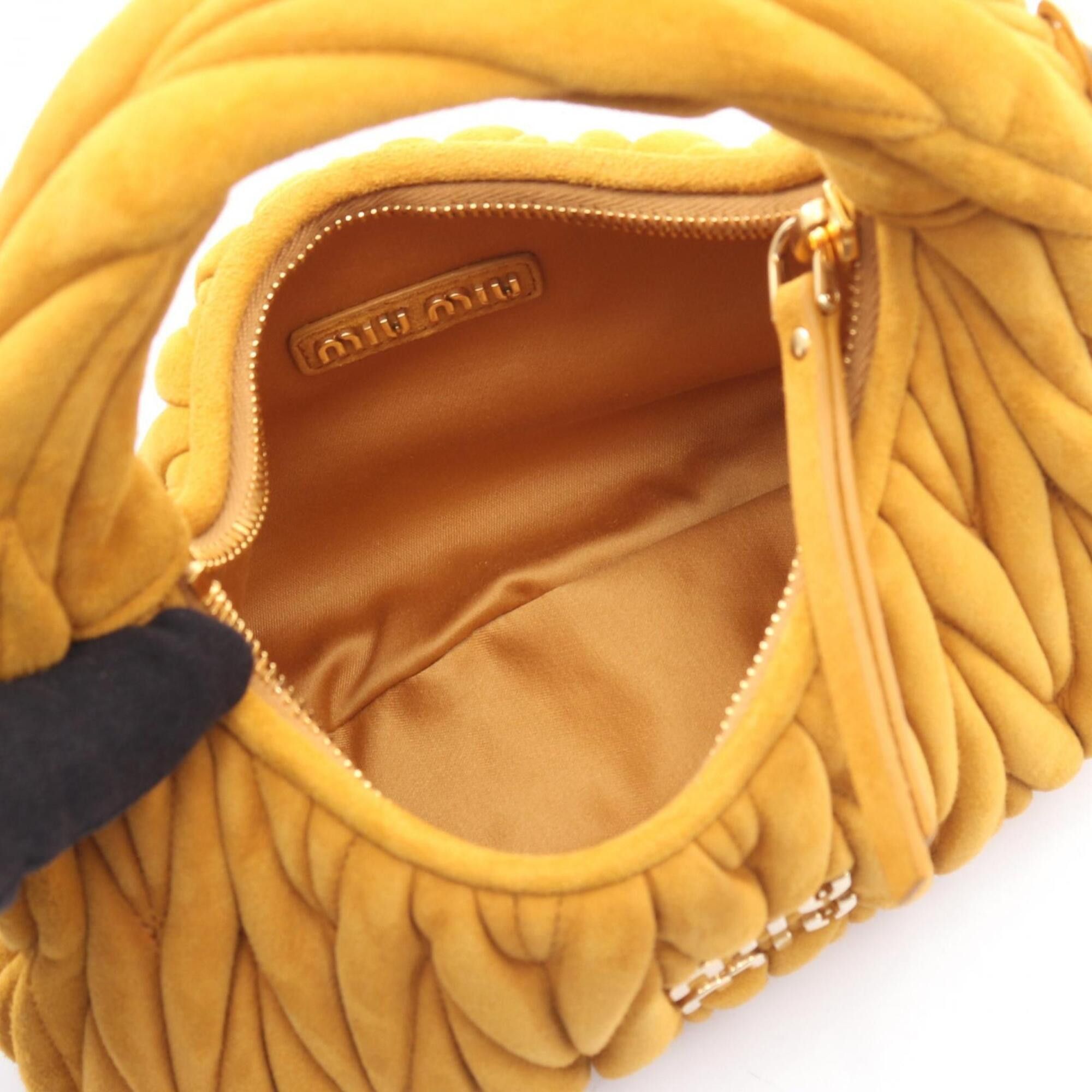 Miu Miu Miu Miu Miu Wonder Matelassé 2-Way Handbag, Suede, Women's, Brown, 5BC125 Size ONE SIZE - 3 Thumbnail