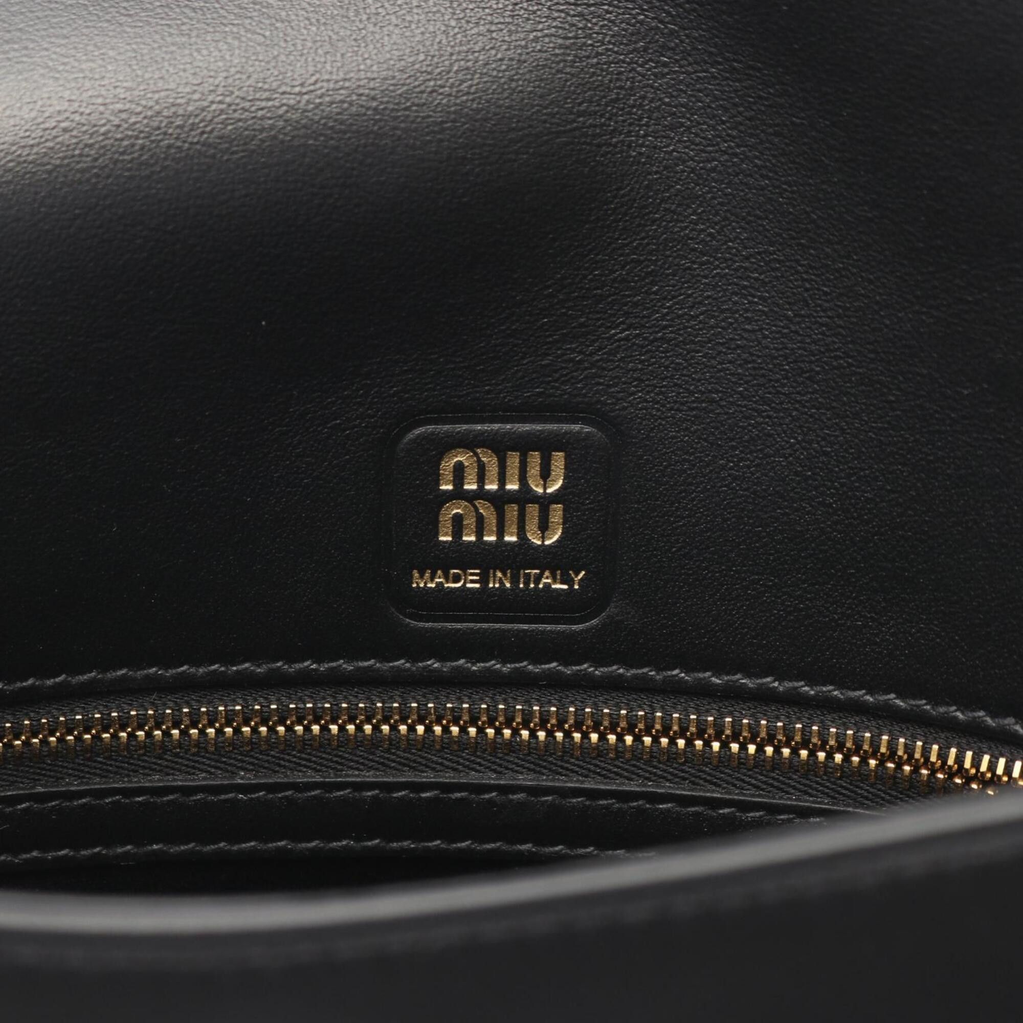 Miu Miu Miu Miu Miu Fine Calf Penny 2-Way Handbag, Leather, Women's, Black (5BD270) Size ONE SIZE - 4 Thumbnail