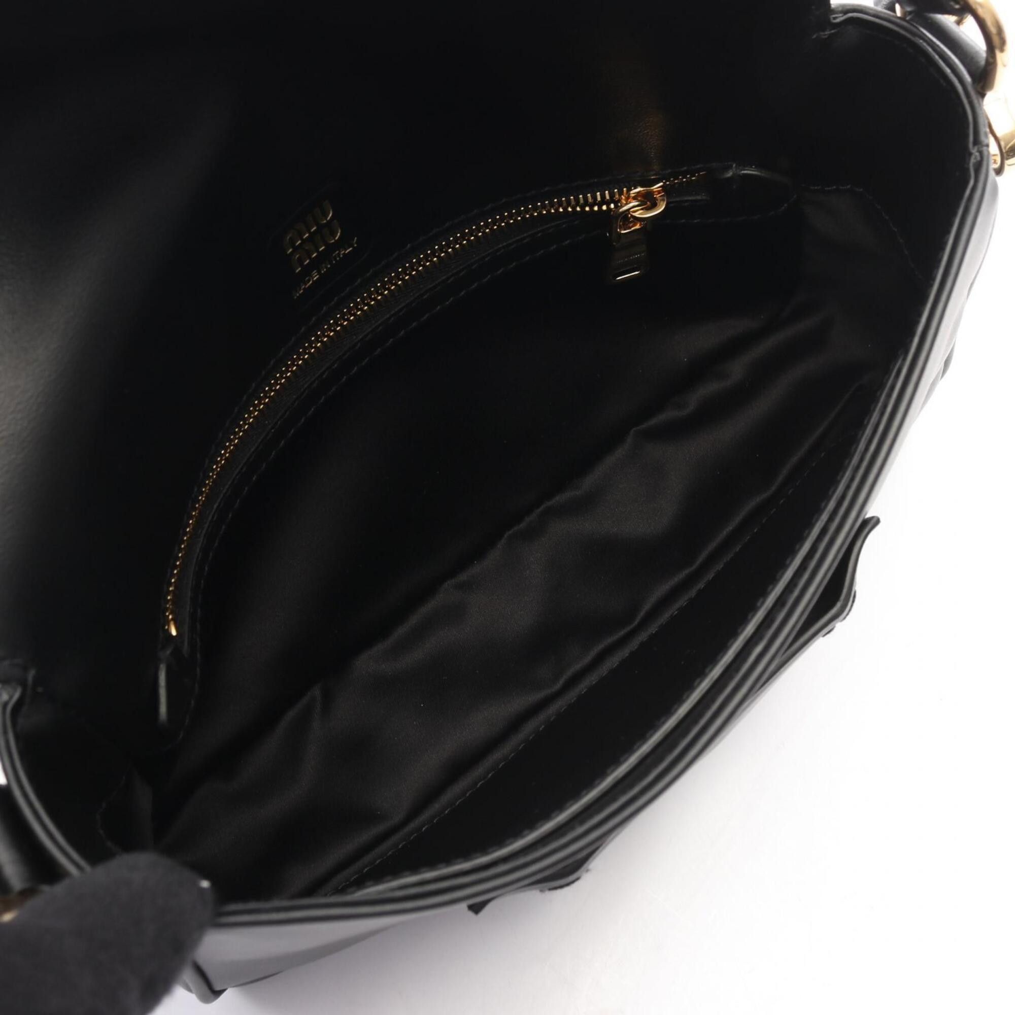 Miu Miu Miu Miu Miu Fine Calf Penny 2-Way Handbag, Leather, Women's, Black (5BD270) Size ONE SIZE - 3 Thumbnail