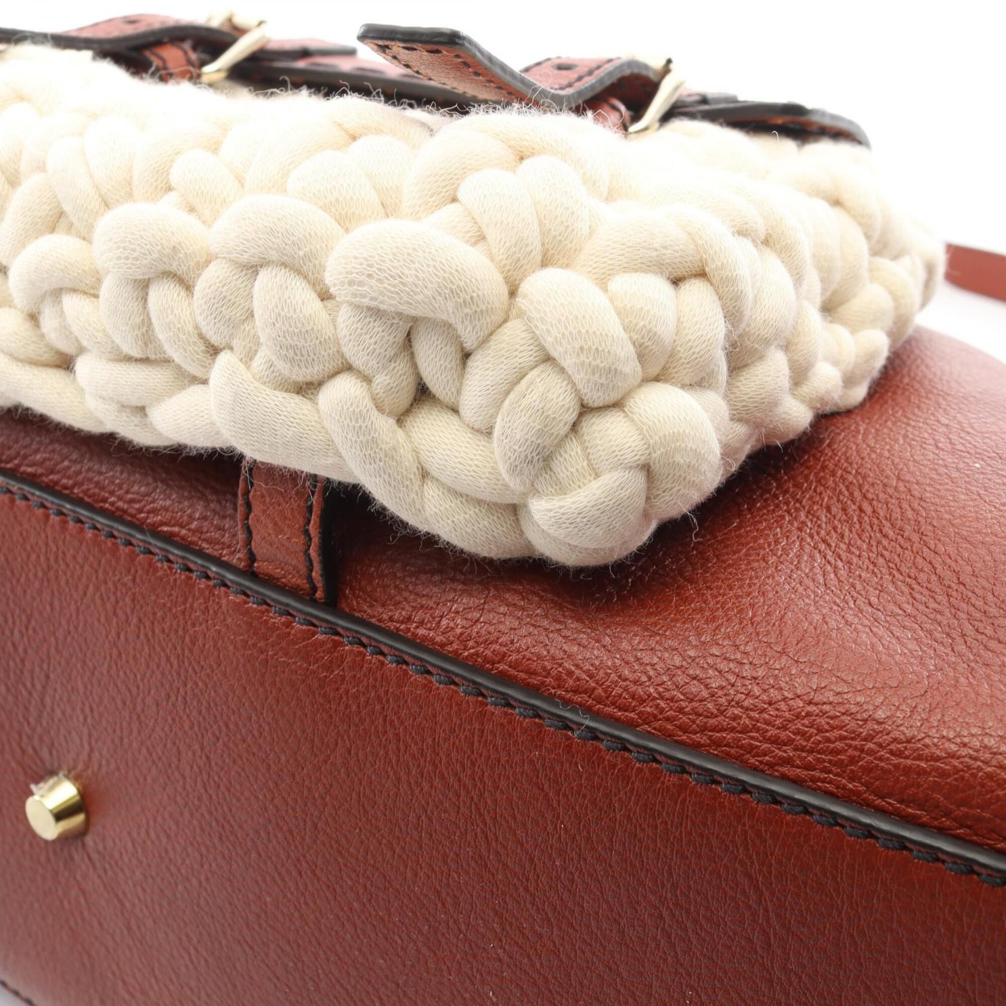 Chloe Chloé Chloe Edith 2-way handbag, leather and cotton, women's, brown white. Size ONE SIZE - 7 Thumbnail