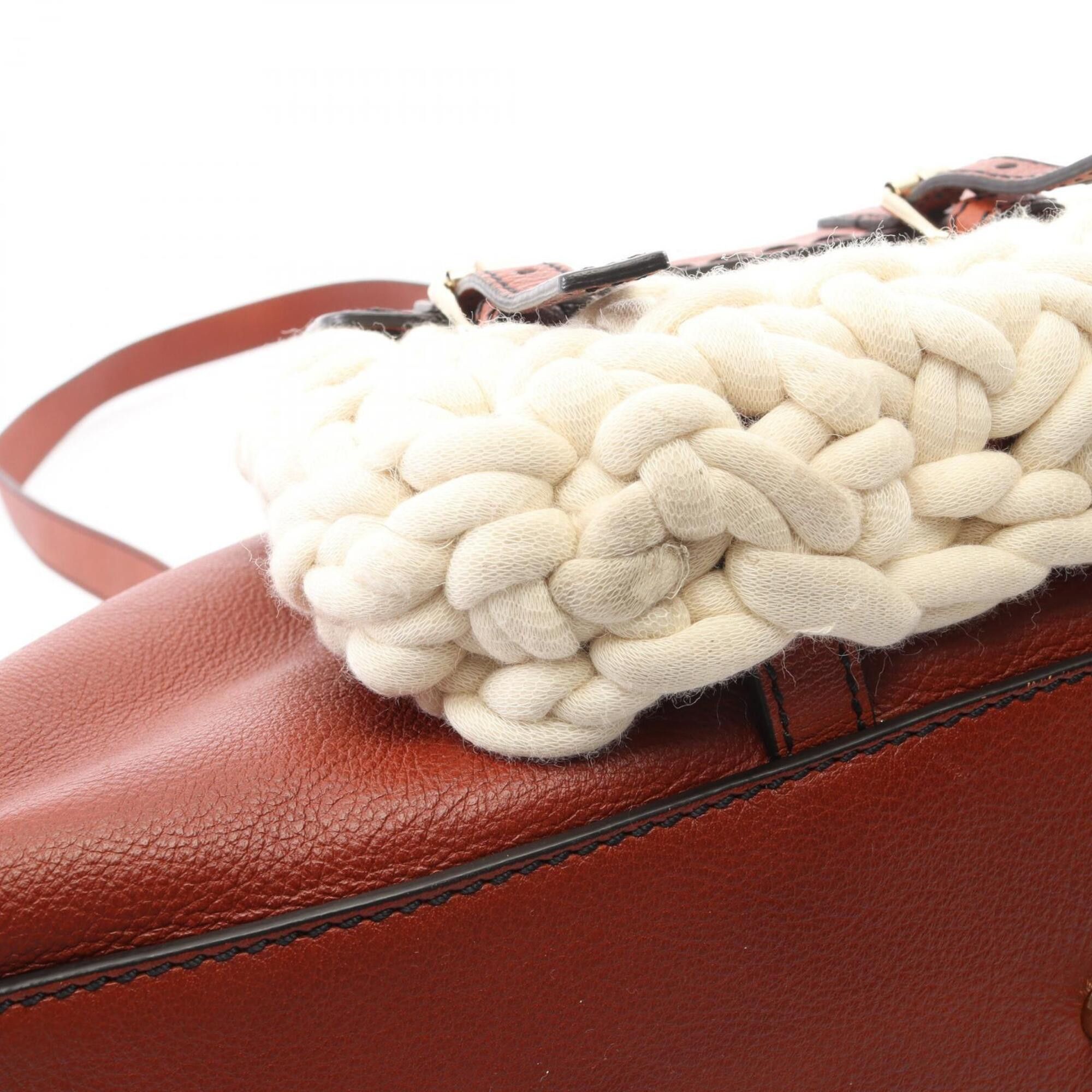Chloe Chloé Chloe Edith 2-way handbag, leather and cotton, women's, brown white. Size ONE SIZE - 6 Thumbnail