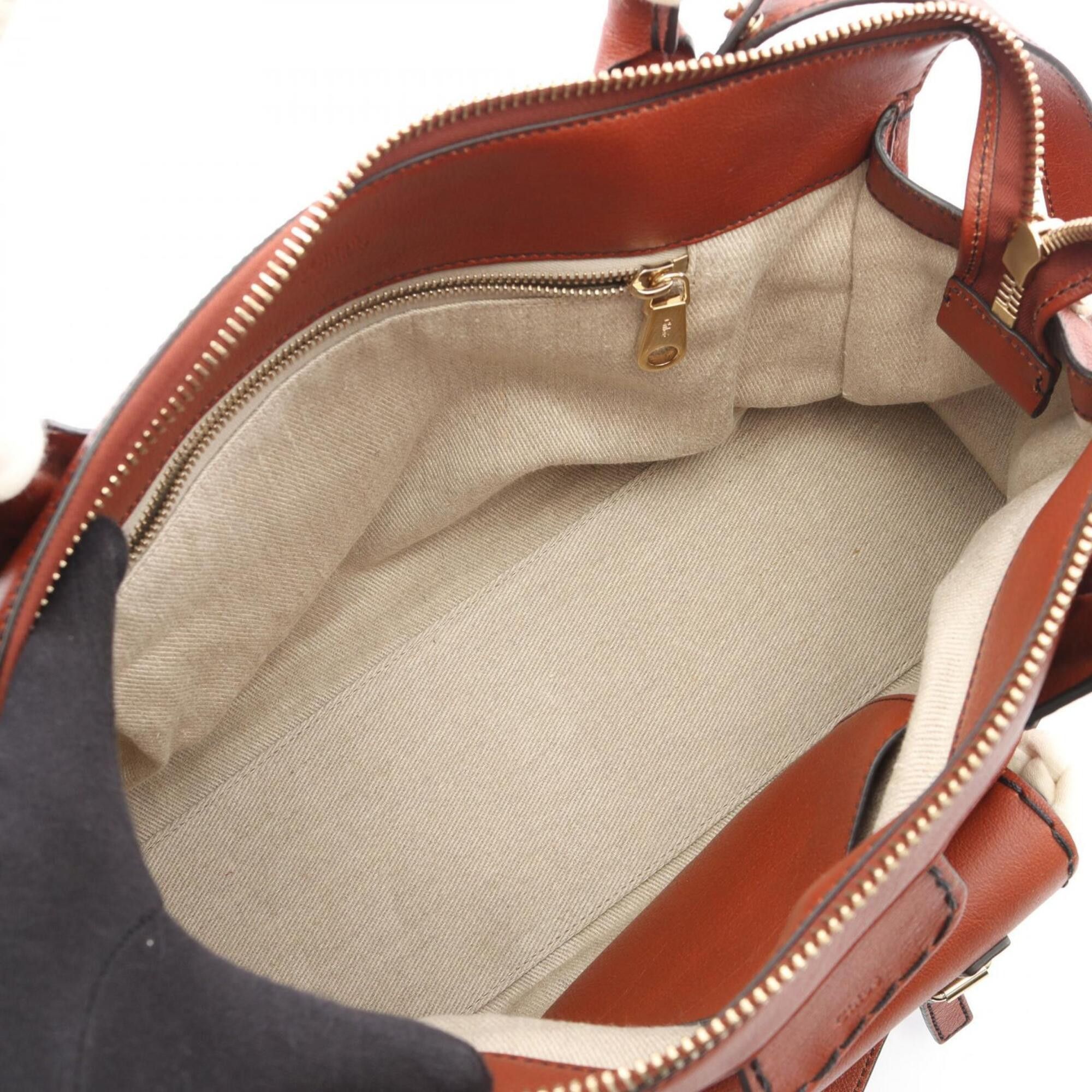 Chloe Chloé Chloe Edith 2-way handbag, leather and cotton, women's, brown white. Size ONE SIZE - 3 Thumbnail