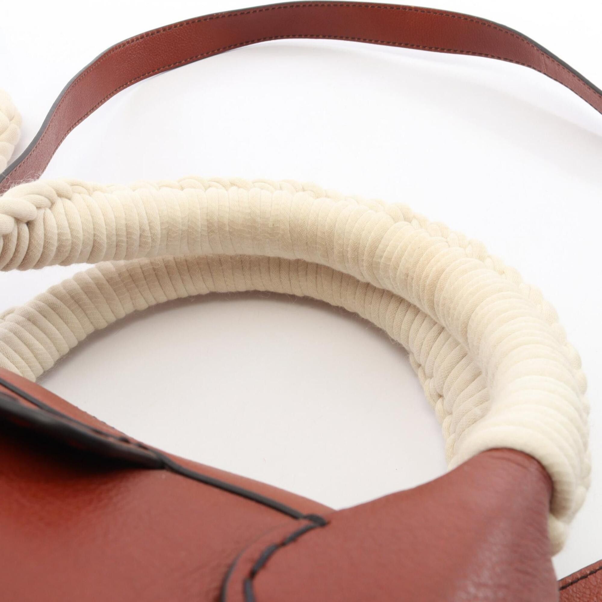 Chloe Chloé Chloe Edith 2-way handbag, leather and cotton, women's, brown white. Size ONE SIZE - 8 Thumbnail