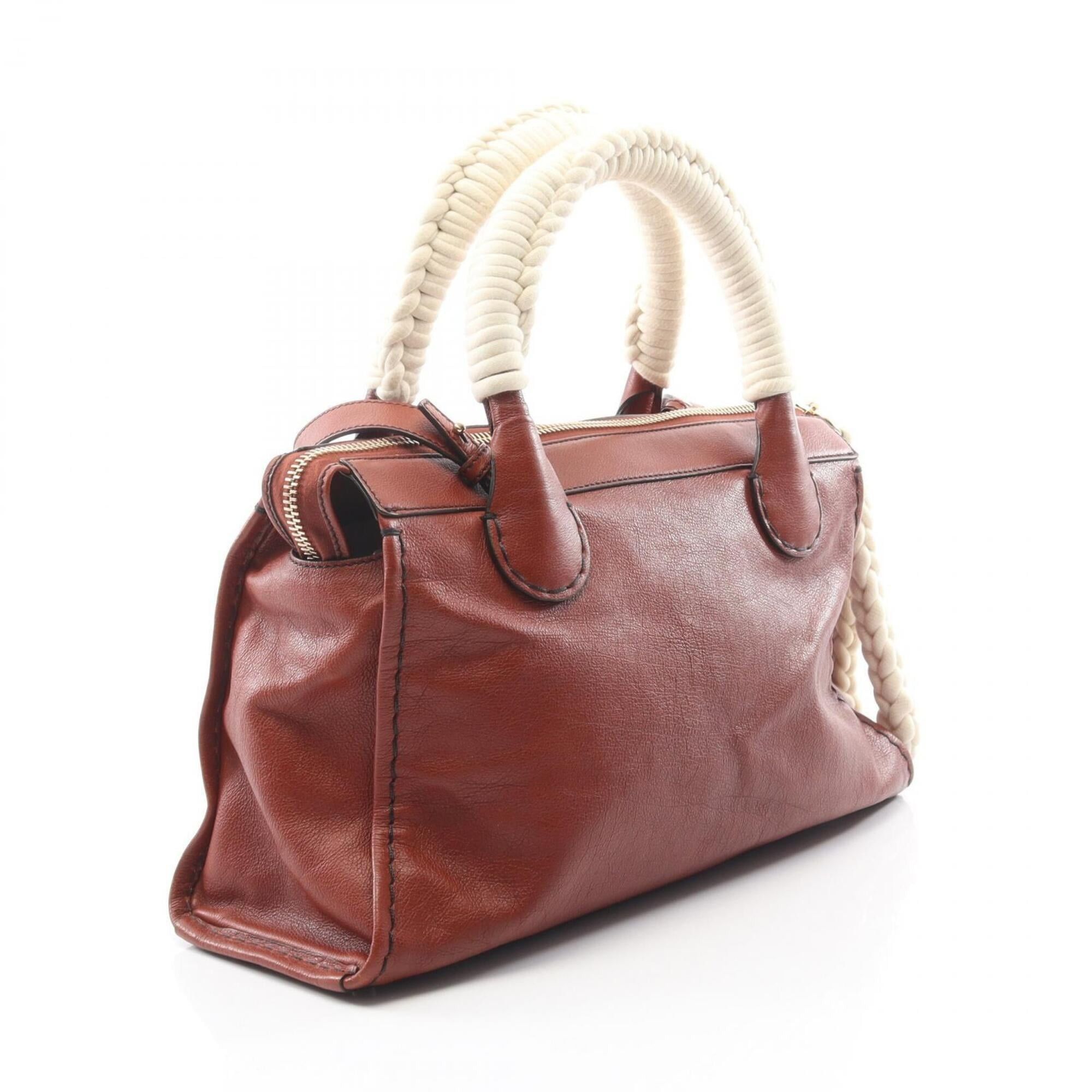Chloe Chloé Chloe Edith 2-way handbag, leather and cotton, women's, brown white. Size ONE SIZE - 2 Thumbnail
