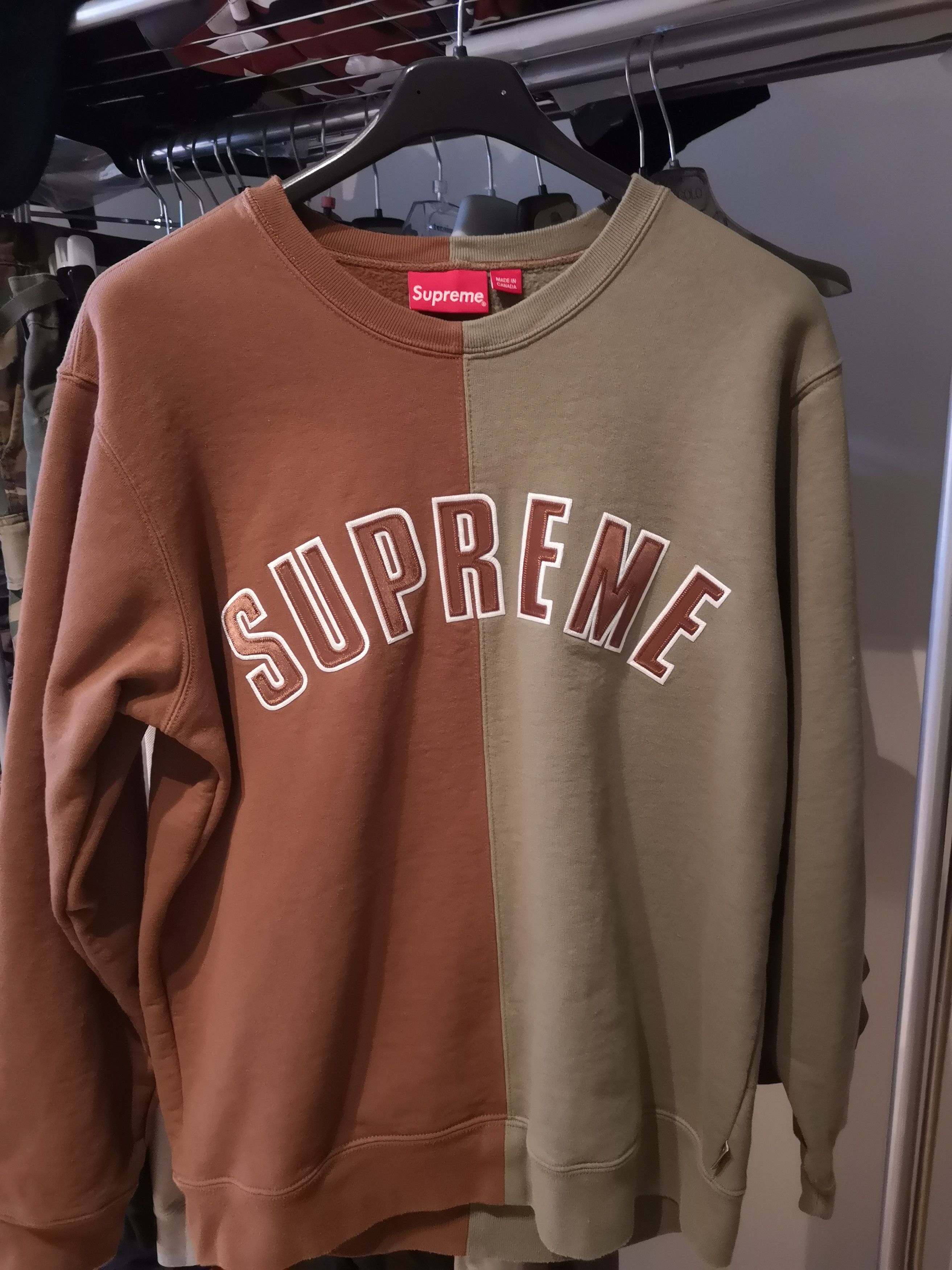 Supreme Split Crewneck Sweat Brown L