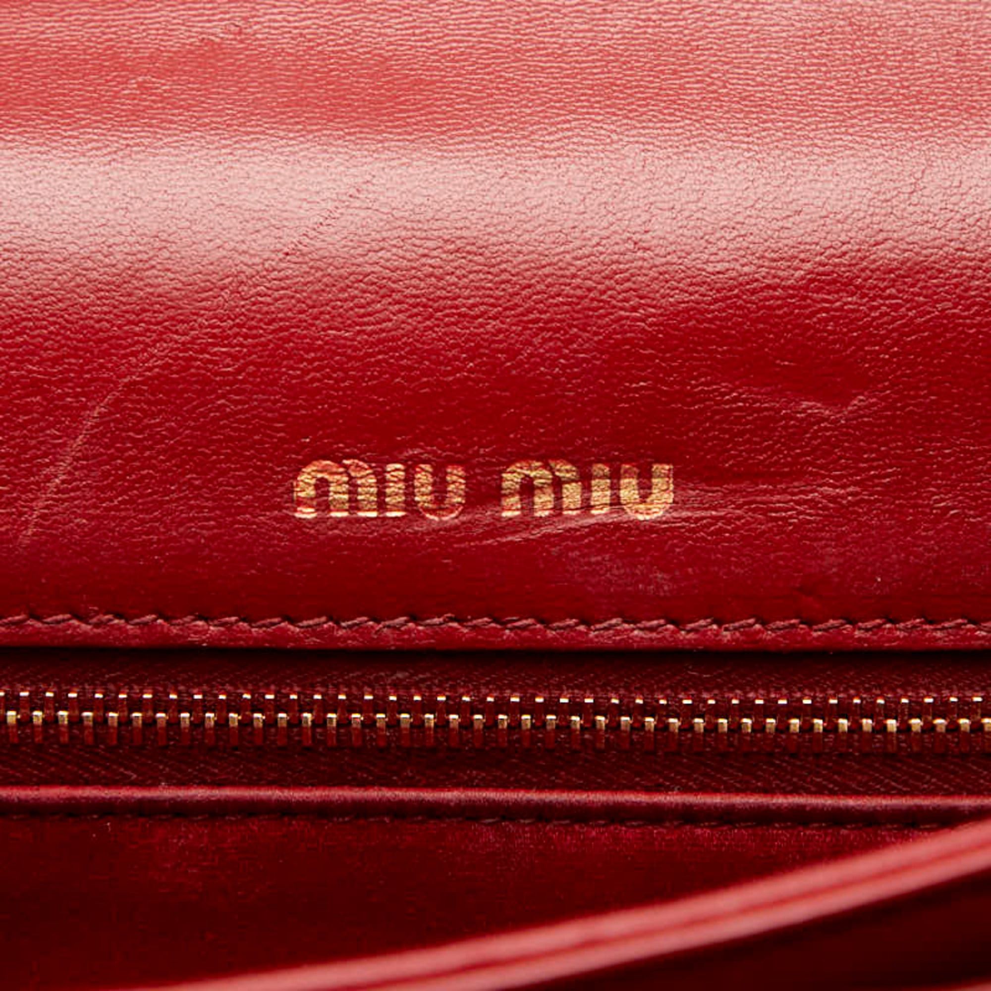 Miu Miu Miu Miu Miu Solitaire Matelassé Crossbody Chain Shoulder Bag, Red Leather, Glass, Women's MIUMIU Size ONE SIZE - 10 Thumbnail