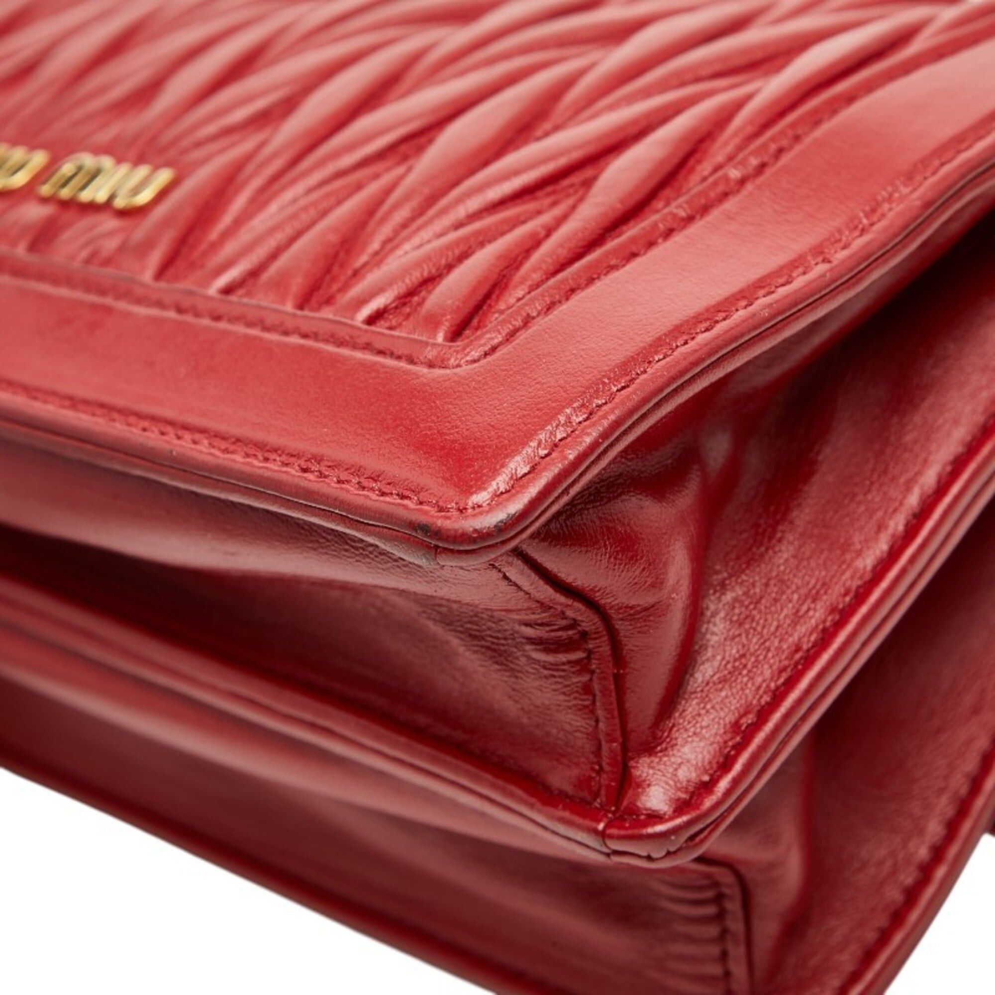 Miu Miu Miu Miu Miu Solitaire Matelassé Crossbody Chain Shoulder Bag, Red Leather, Glass, Women's MIUMIU Size ONE SIZE - 6 Thumbnail