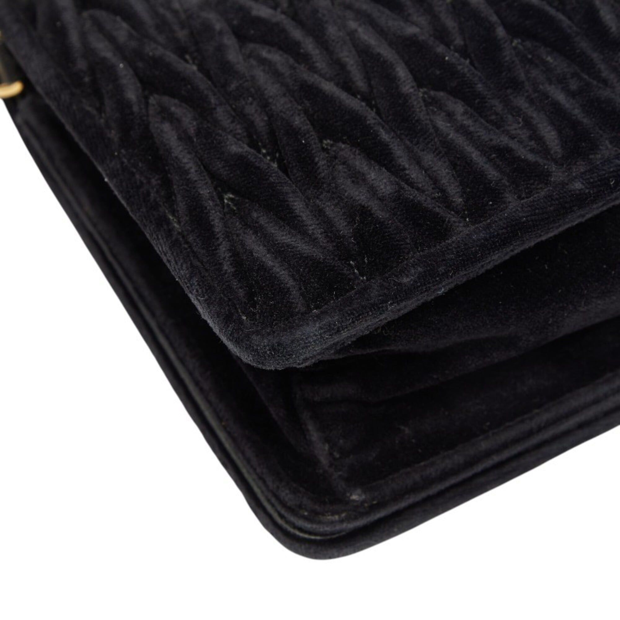 Miu Miu Miu Miu Miu Matelassé Bijou Crossbody Chain Shoulder Bag, Black Velvet Leather, Women's MIUMIU Size ONE SIZE - 7 Thumbnail