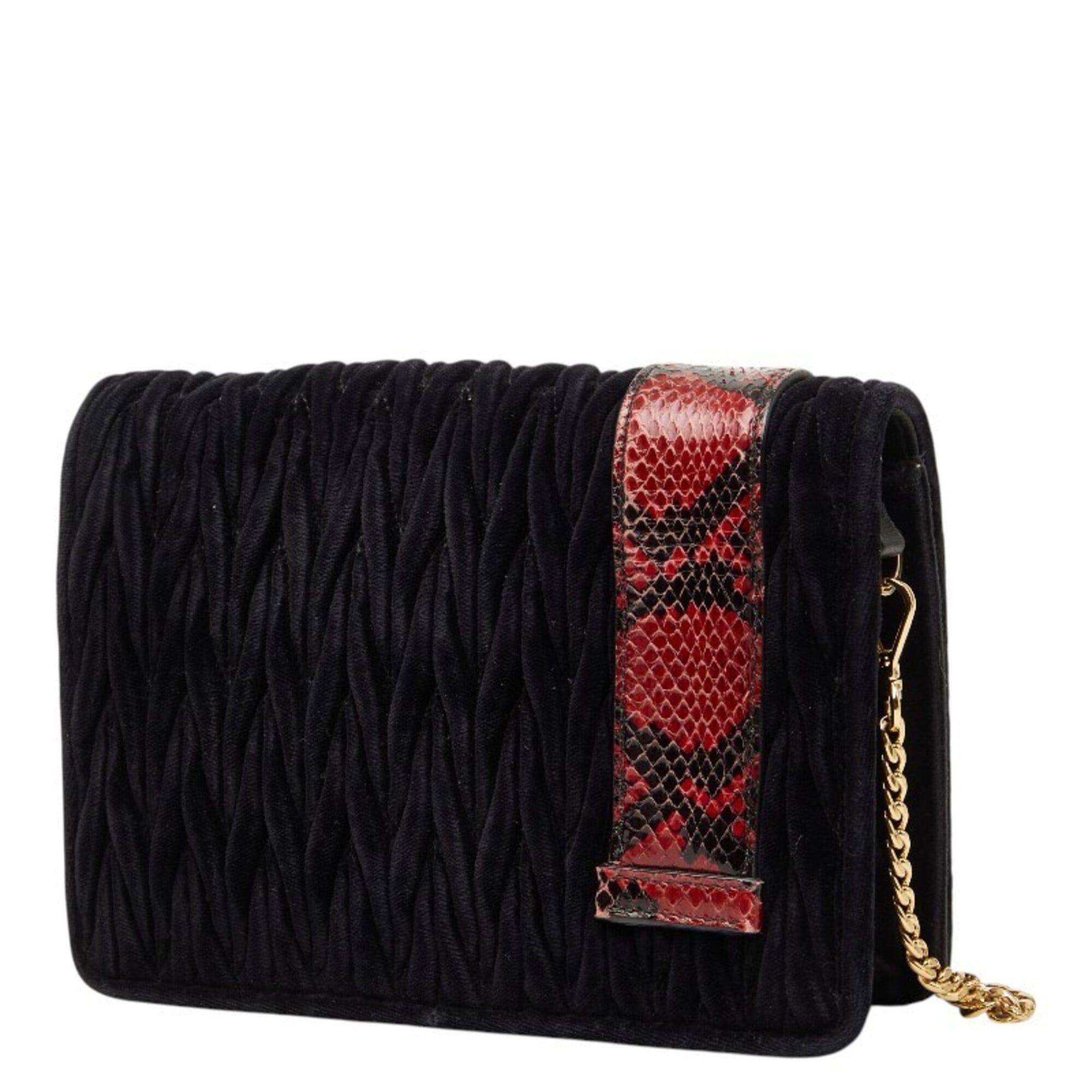 Miu Miu Miu Miu Miu Matelassé Bijou Crossbody Chain Shoulder Bag, Black Velvet Leather, Women's MIUMIU Size ONE SIZE - 2 Thumbnail