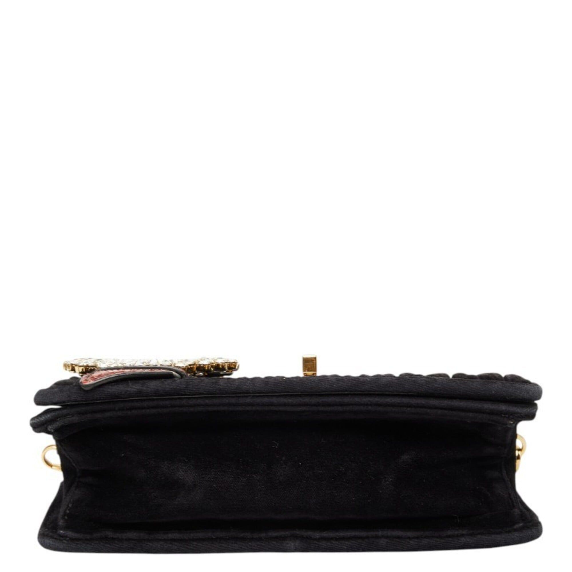 Miu Miu Miu Miu Miu Matelassé Bijou Crossbody Chain Shoulder Bag, Black Velvet Leather, Women's MIUMIU Size ONE SIZE - 3 Thumbnail