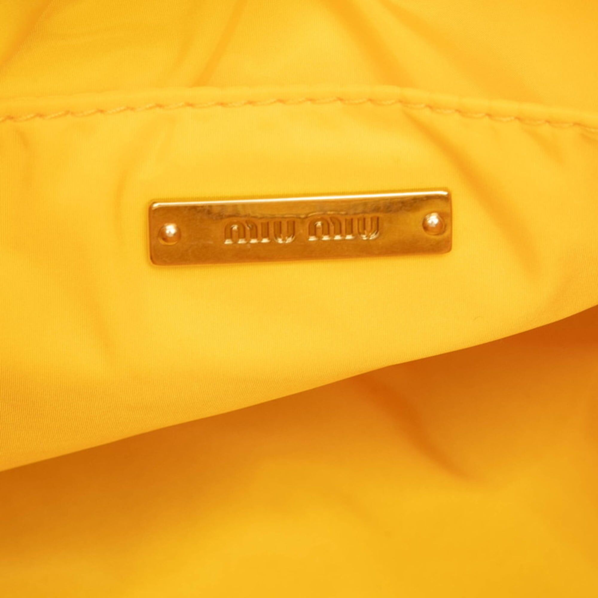 Miu Miu Miu Miu Miu Matelassé Wonder Handbag One-Shoulder Bag Yellow Nylon Leather Women's MIUMIU Size ONE SIZE - 5 Thumbnail