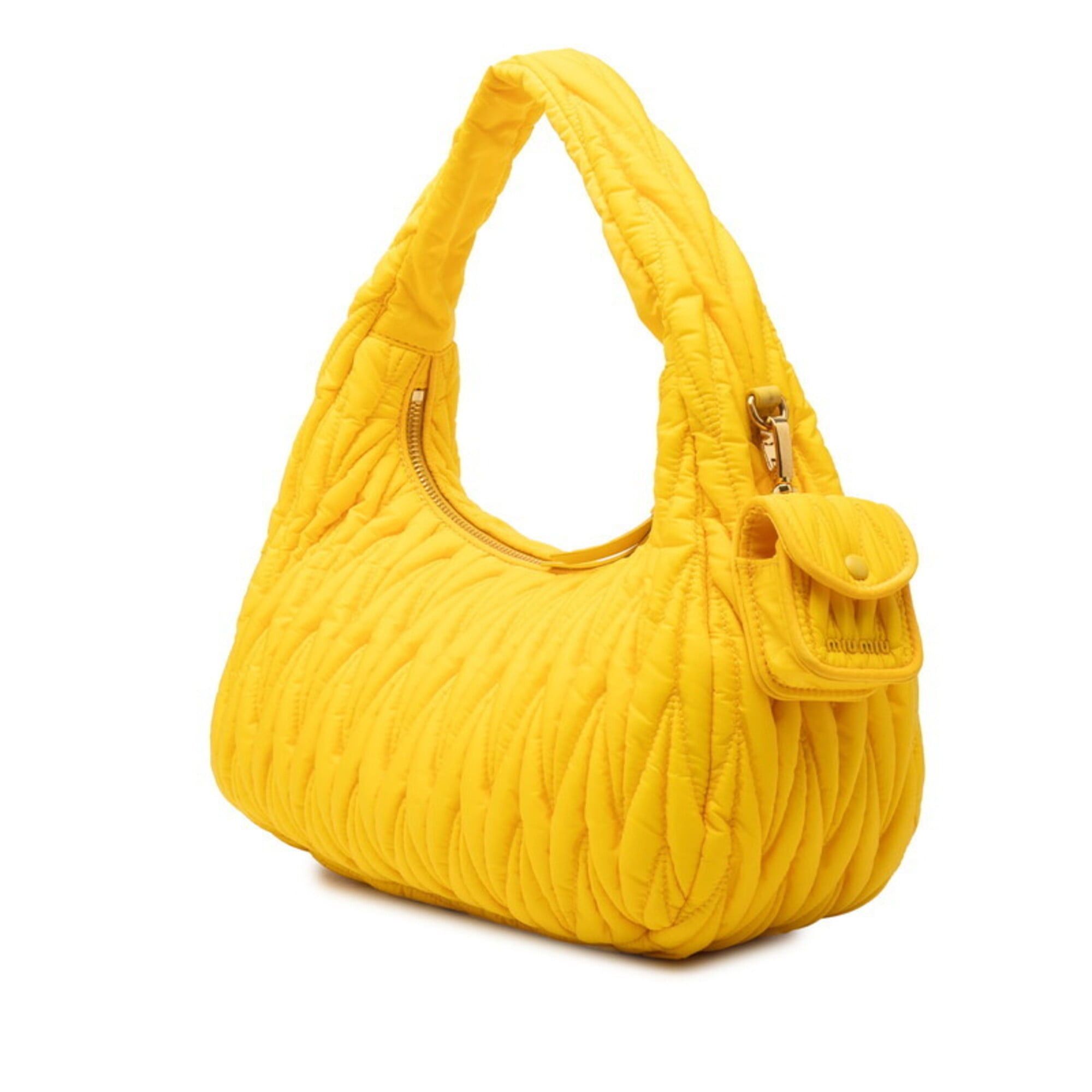 Miu Miu Miu Miu Miu Matelassé Wonder Handbag One-Shoulder Bag Yellow Nylon Leather Women's MIUMIU Size ONE SIZE - 2 Thumbnail