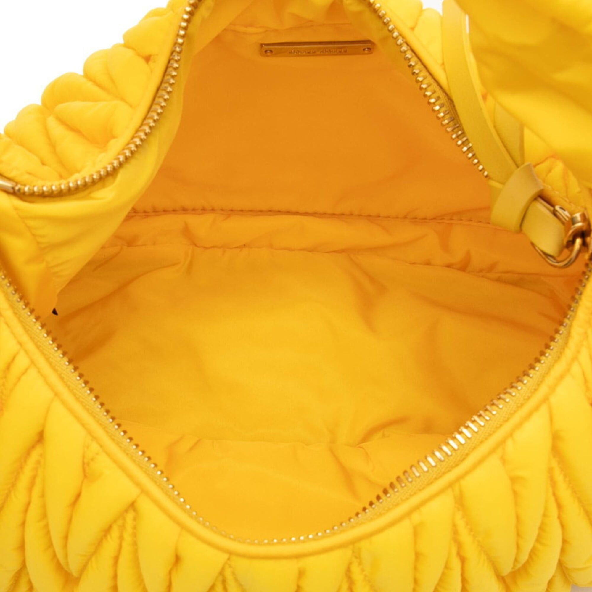 Miu Miu Miu Miu Miu Matelassé Wonder Handbag One-Shoulder Bag Yellow Nylon Leather Women's MIUMIU Size ONE SIZE - 4 Thumbnail