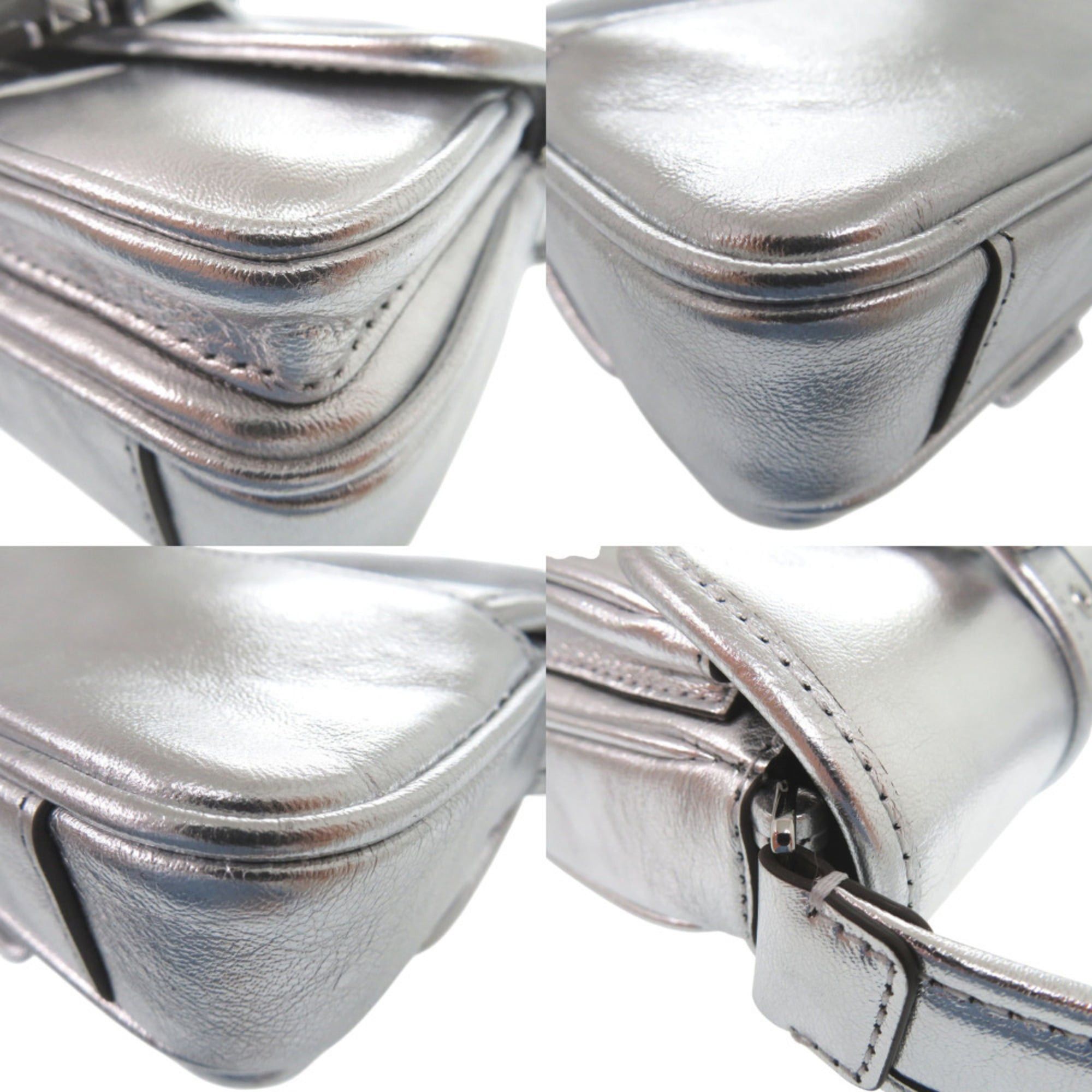 Michael Kors Michael Kors COLBY Metallic Leather Shoulder Bag, Extra Small, Silver, 0765 Size ONE SIZE - 8 Thumbnail