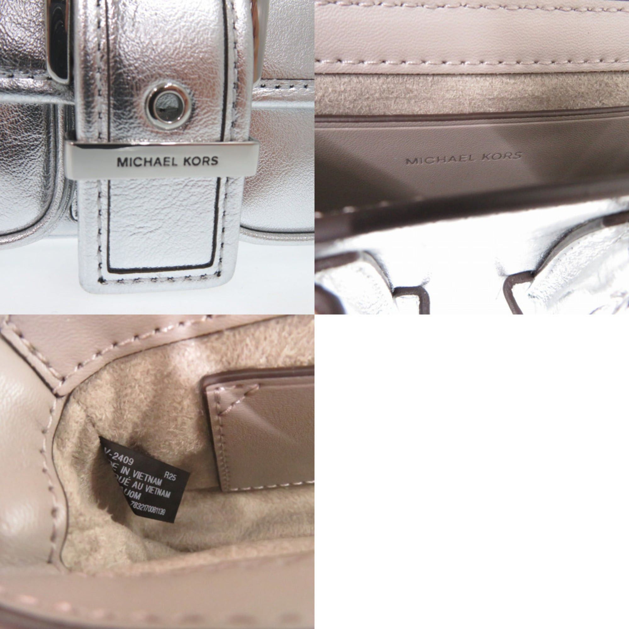 Michael Kors Michael Kors COLBY Metallic Leather Shoulder Bag, Extra Small, Silver, 0765 Size ONE SIZE - 10 Thumbnail