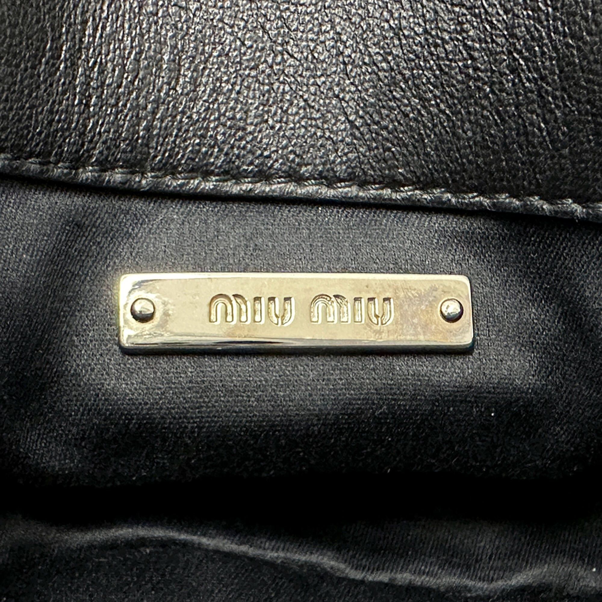 Miu Miu Miu Miu Miu handbag for women, brand name, Matelassé, shoulder bag, leather, black, floral, jewel, chain shoulder, black mini bag. Size ONE SIZE - 6 Thumbnail