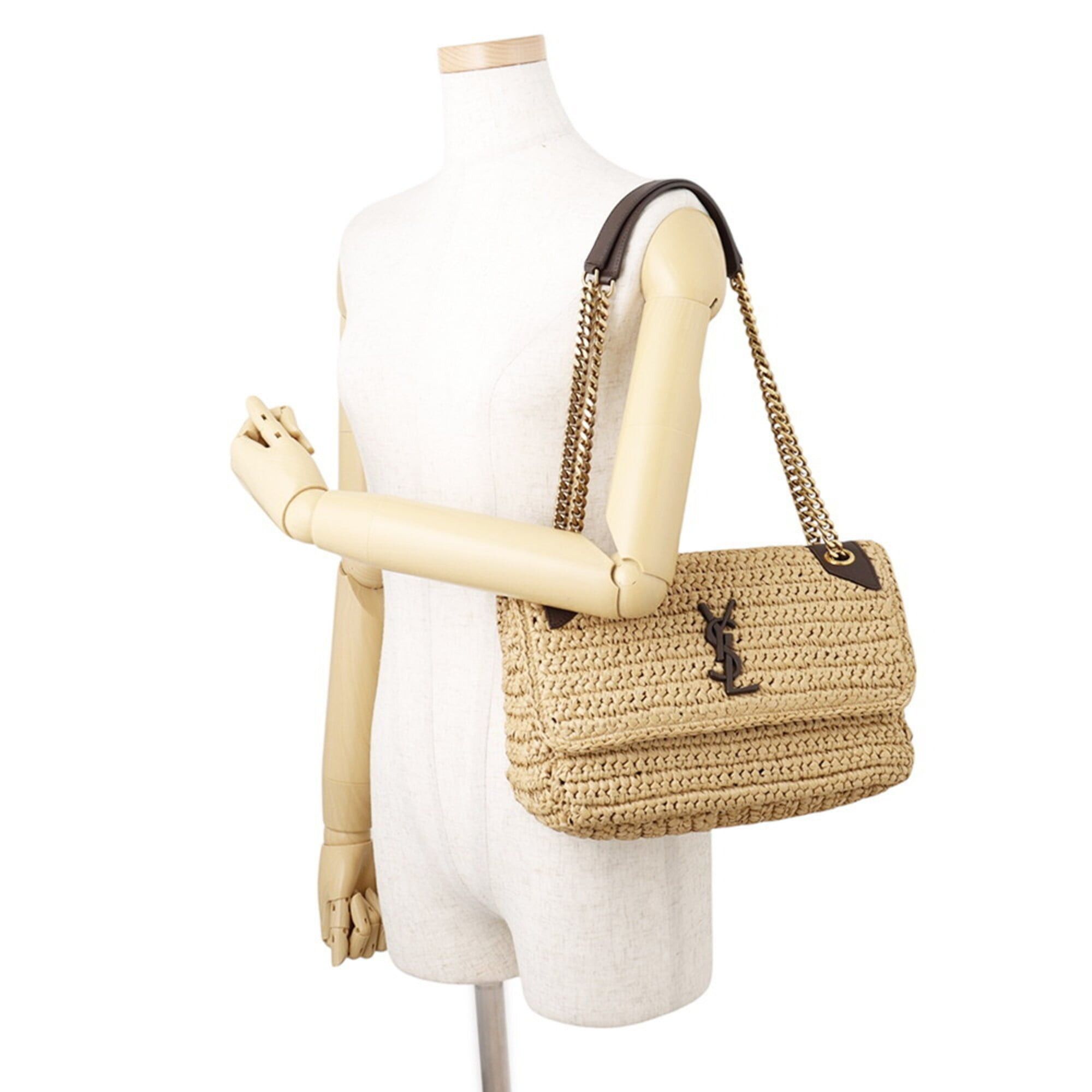 Yves Saint Laurent Yves Saint Laurent Saint Laurent Paris Chain Shoulder Bag Niki Raffia Leather 620329 SAINT LAURENT PARIS Handbag Size ONE SIZE - 4 Thumbnail
