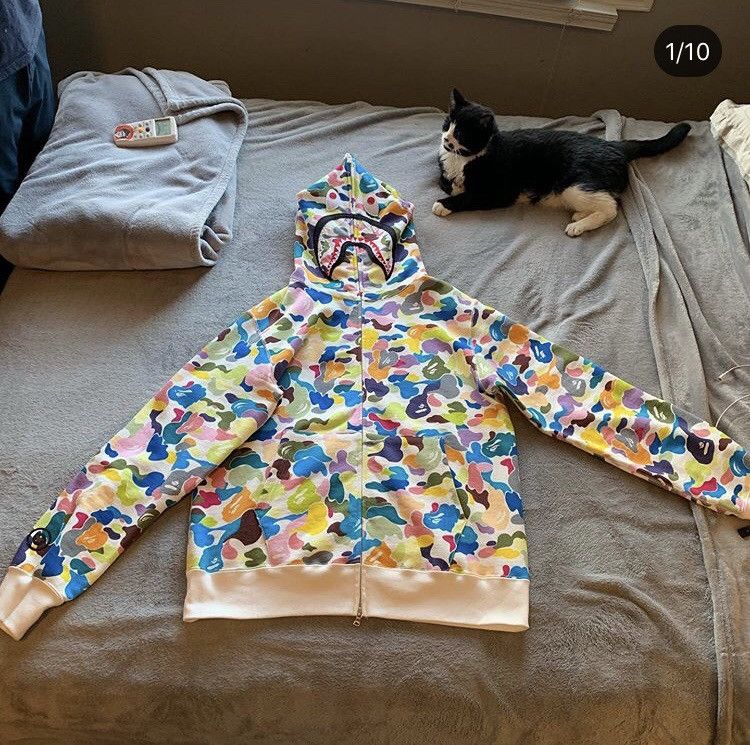 Bape Multi Camo Shark Hoodie Grailed