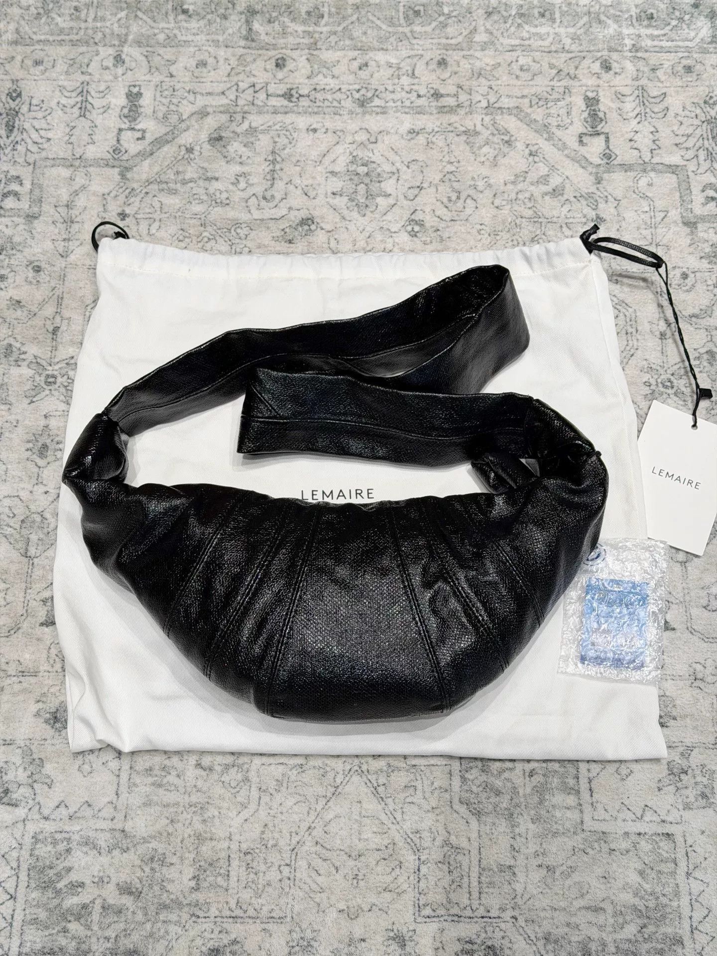 Lemaire Lemaire Coated Cotton Croissant Bag Black Size ONE SIZE - 4 Thumbnail