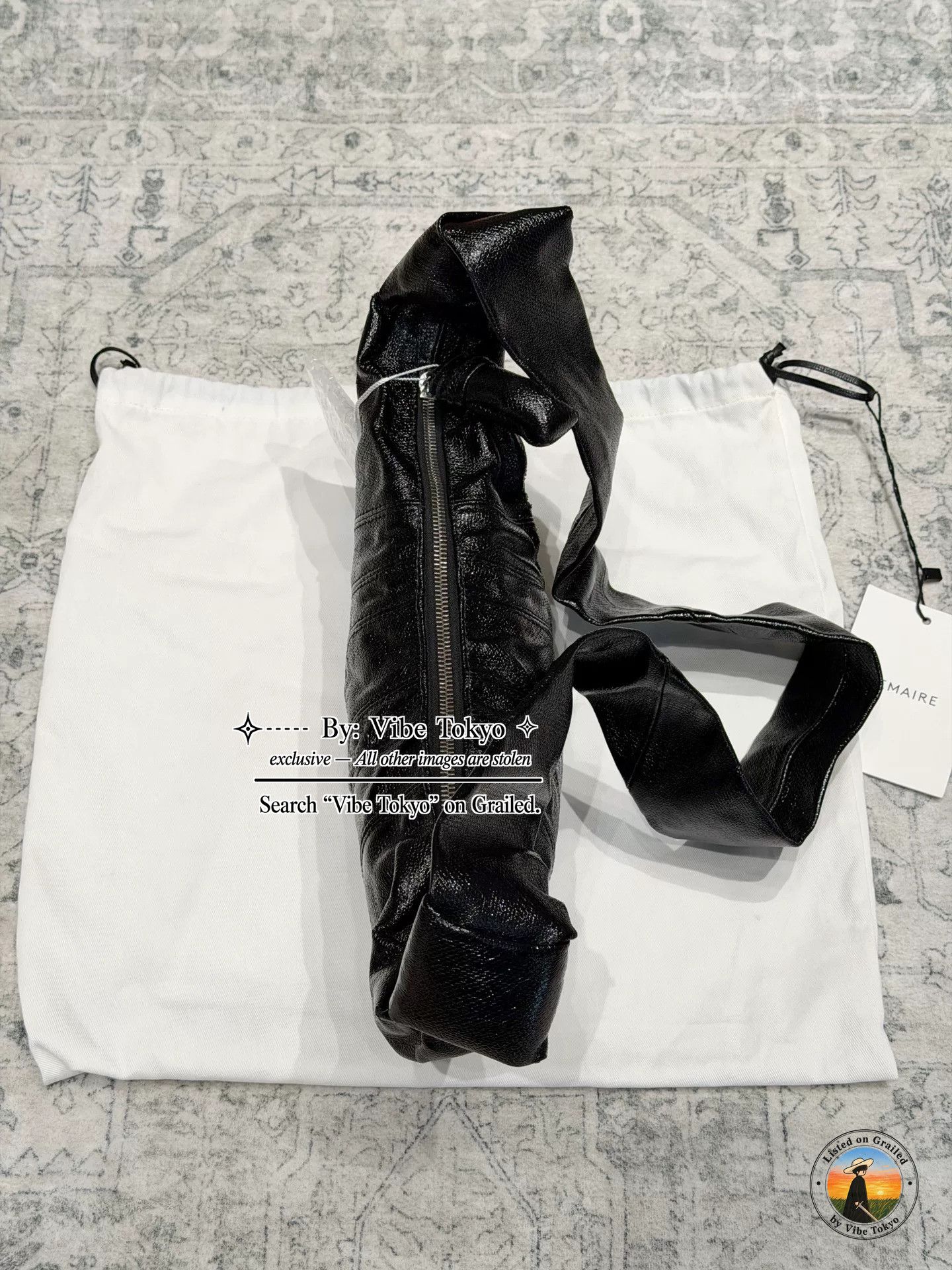 Lemaire Lemaire Coated Cotton Croissant Bag Black Size ONE SIZE - 6 Thumbnail
