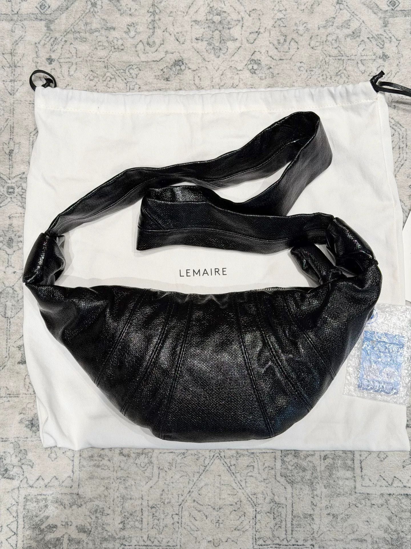 Lemaire Lemaire Coated Cotton Croissant Bag Black Size ONE SIZE - 2 Thumbnail