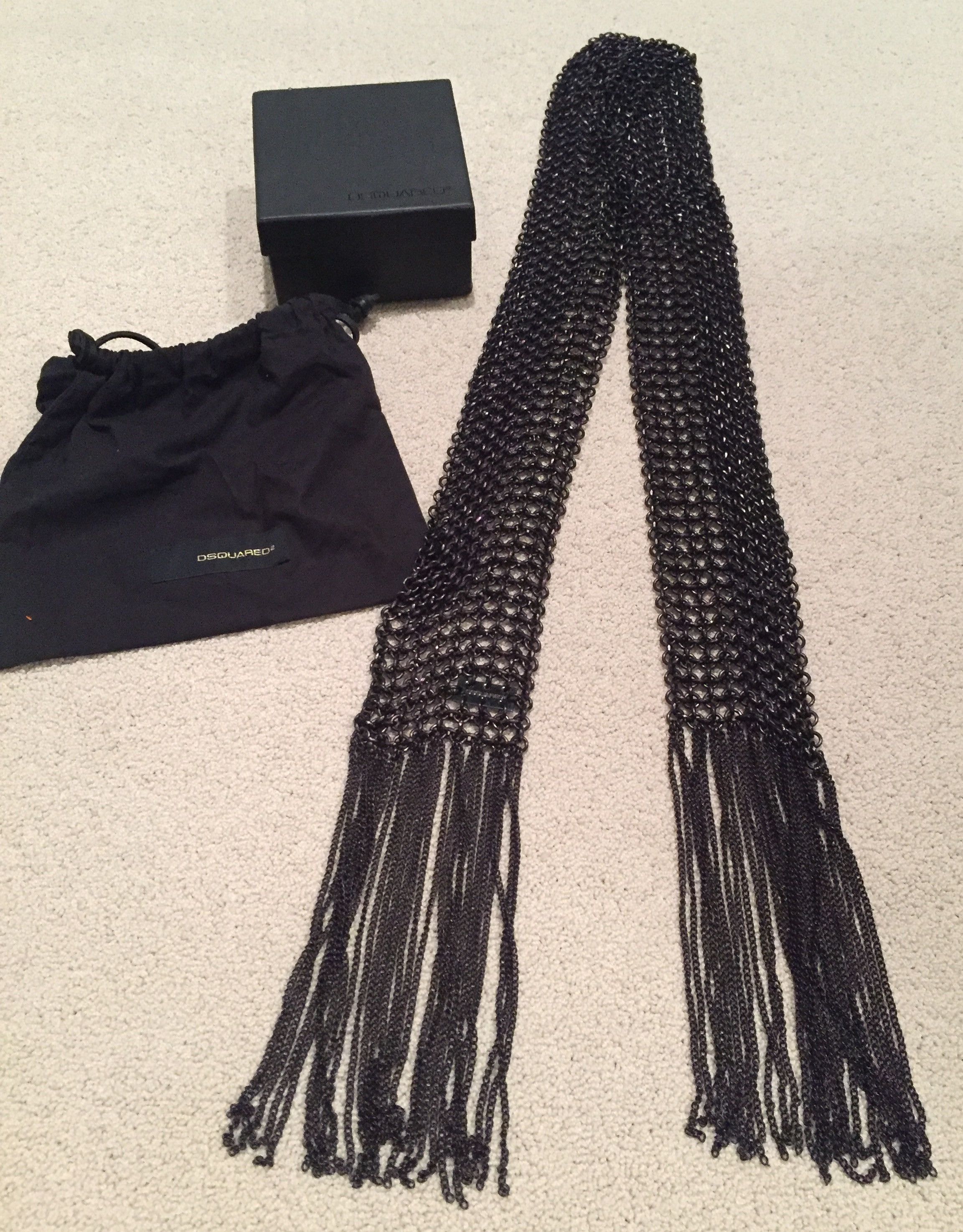 Dsquared2 NWT DSQUARED2 Chainmail Metal Scarf FIGHTER FALL