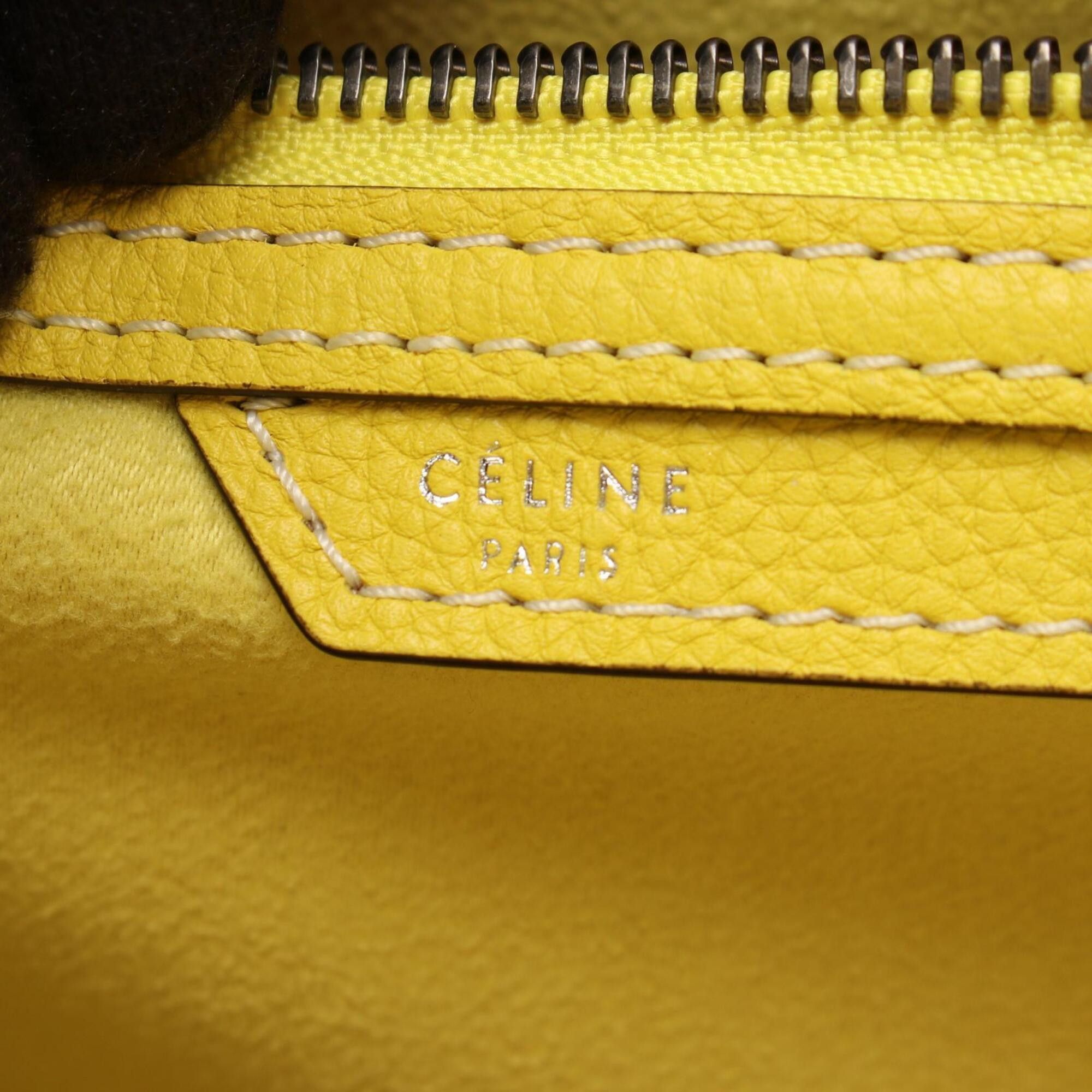 Celine Celine Luggage Mini Shopper Handbag, Leather, Women's, Yellow Size ONE SIZE - 4 Thumbnail