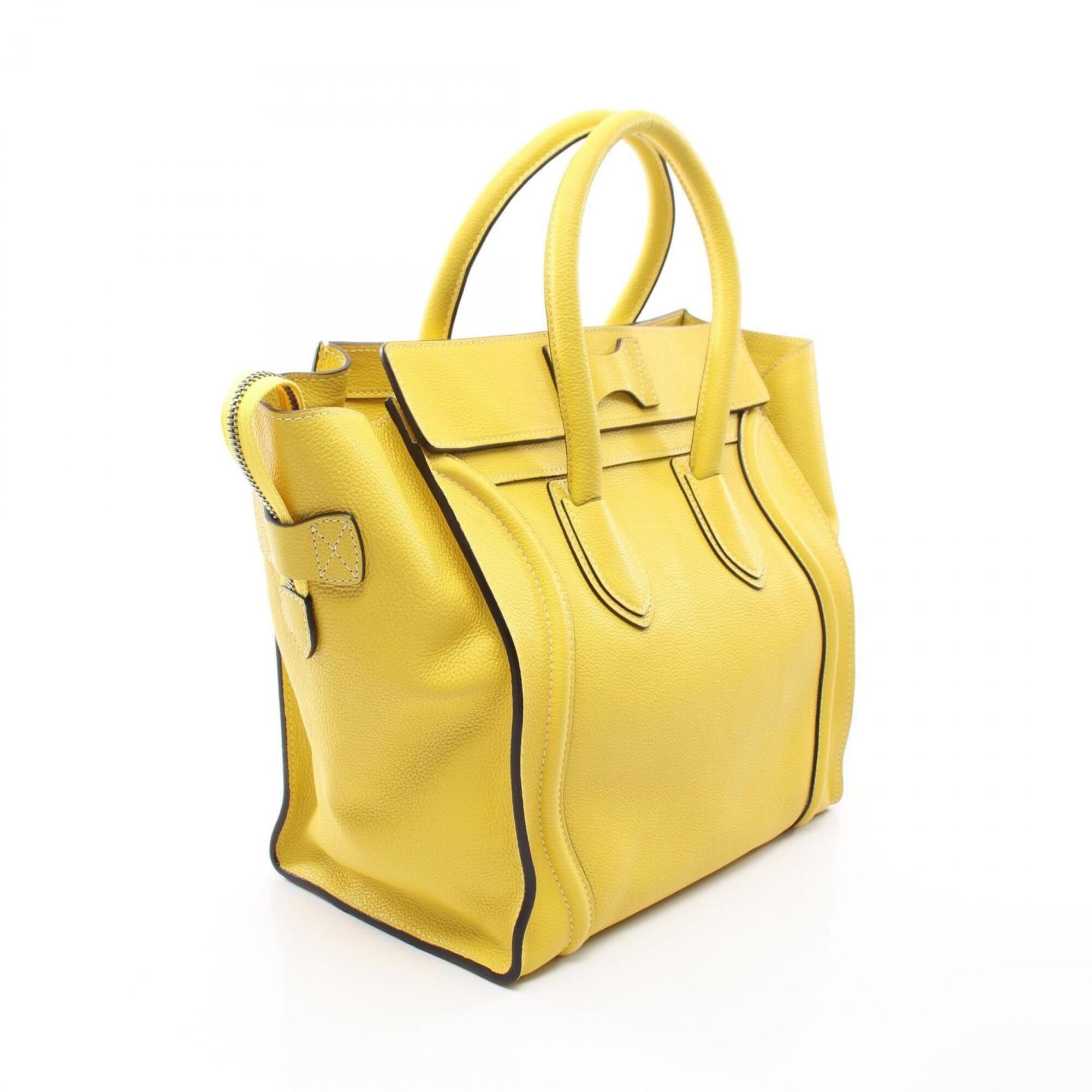 Celine Celine Luggage Mini Shopper Handbag, Leather, Women's, Yellow Size ONE SIZE - 2 Thumbnail