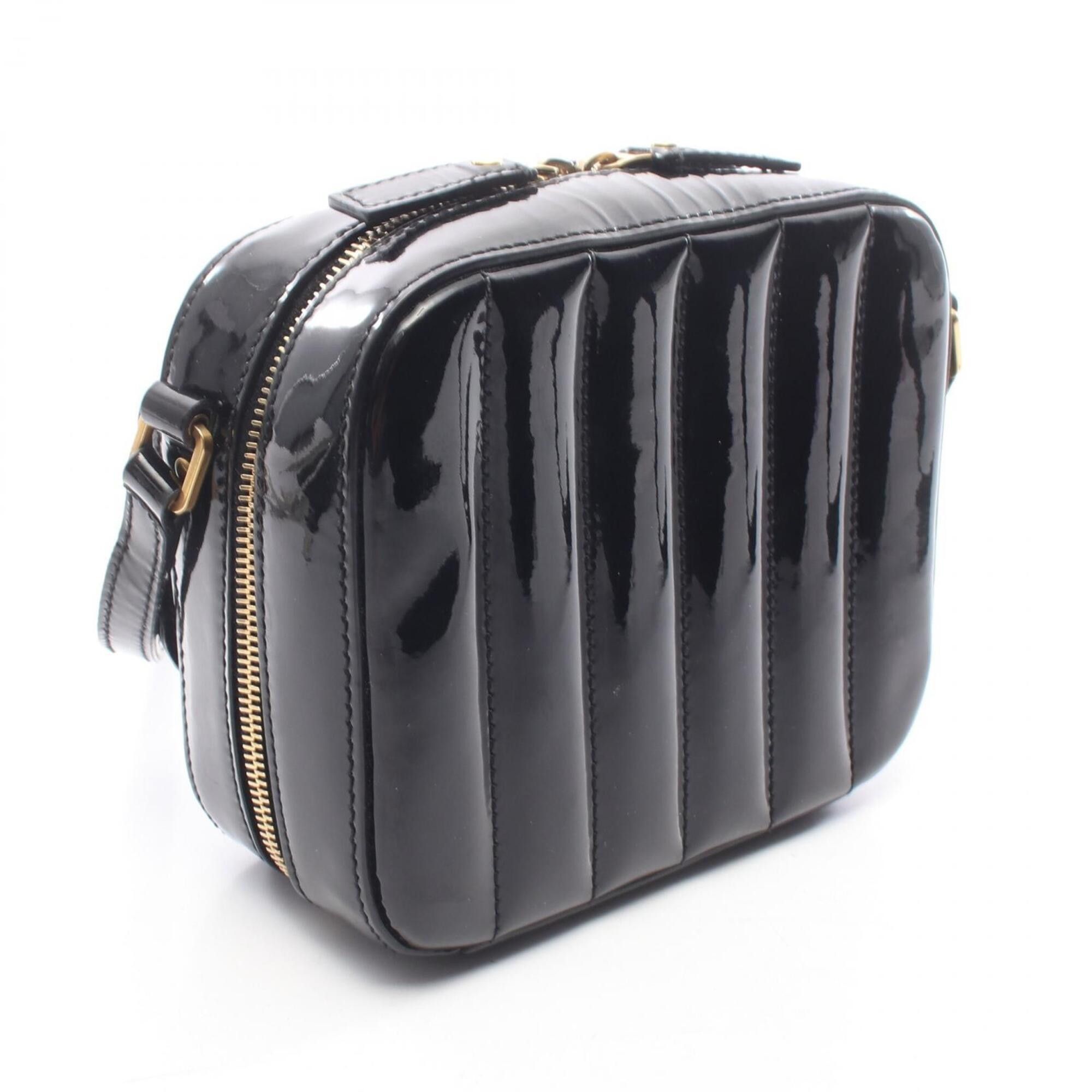 Yves Saint Laurent Yves Saint Laurent Saint Laurent Paris Vicky Camera Bag, Shoulder Handbag, Patent Leather, Women's, Black (554075) Size ONE SIZE - 2 Thumbnail