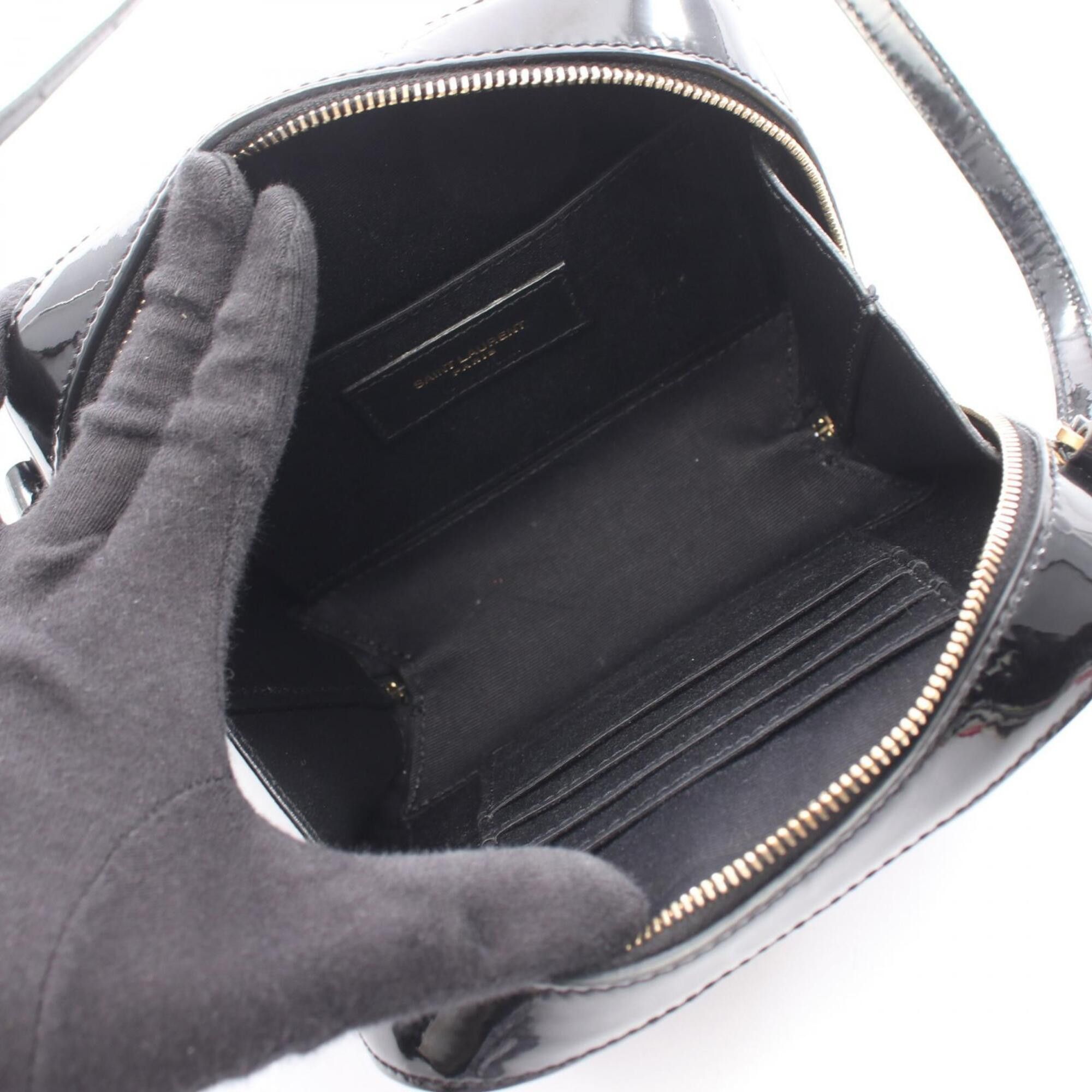 Yves Saint Laurent Yves Saint Laurent Saint Laurent Paris Vicky Camera Bag, Shoulder Handbag, Patent Leather, Women's, Black (554075) Size ONE SIZE - 3 Thumbnail
