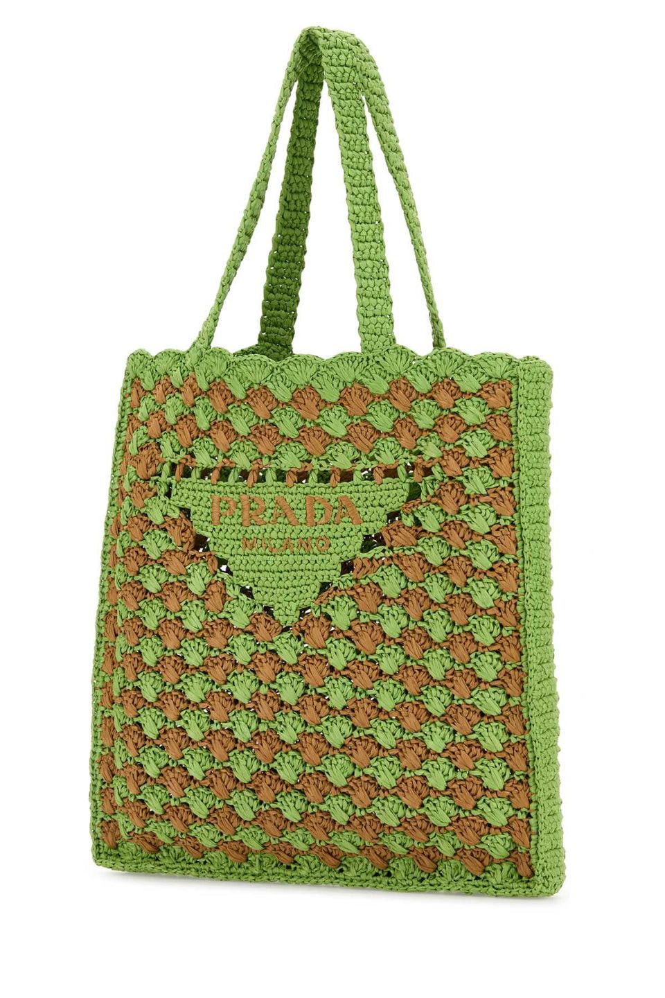 Prada two tones crochet tote bag green/brown Size ONE SIZE - 2 Thumbnail