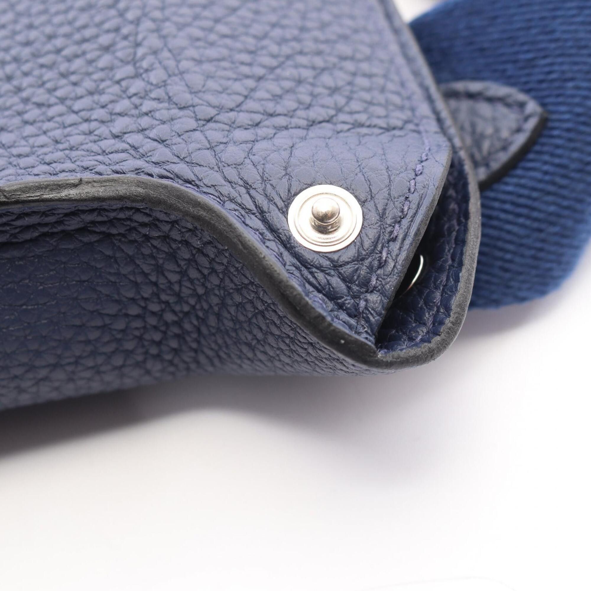 Hermes Hermes Vid Poche Shoulder Bag Handbag Leather Togo Women's Blue Size ONE SIZE - 7 Thumbnail