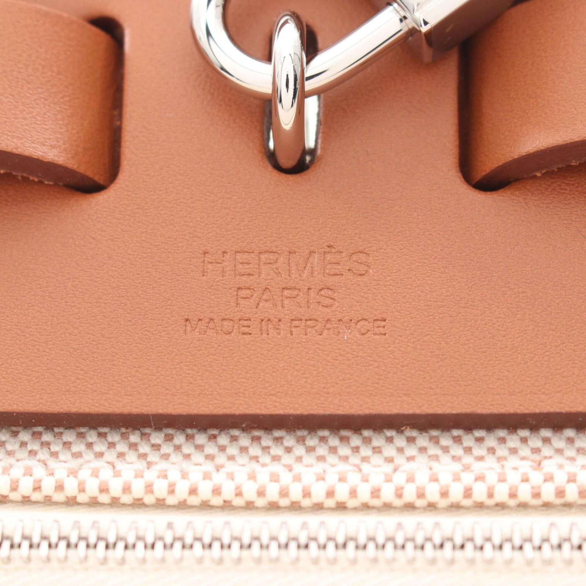 Hermes Hermes Herbag Zip Messenger 39 Handbag, Canvas Leather, Vache Hunter Toile H, Hunter, Women's, Ivory/Brown Size ONE SIZE - 4 Thumbnail