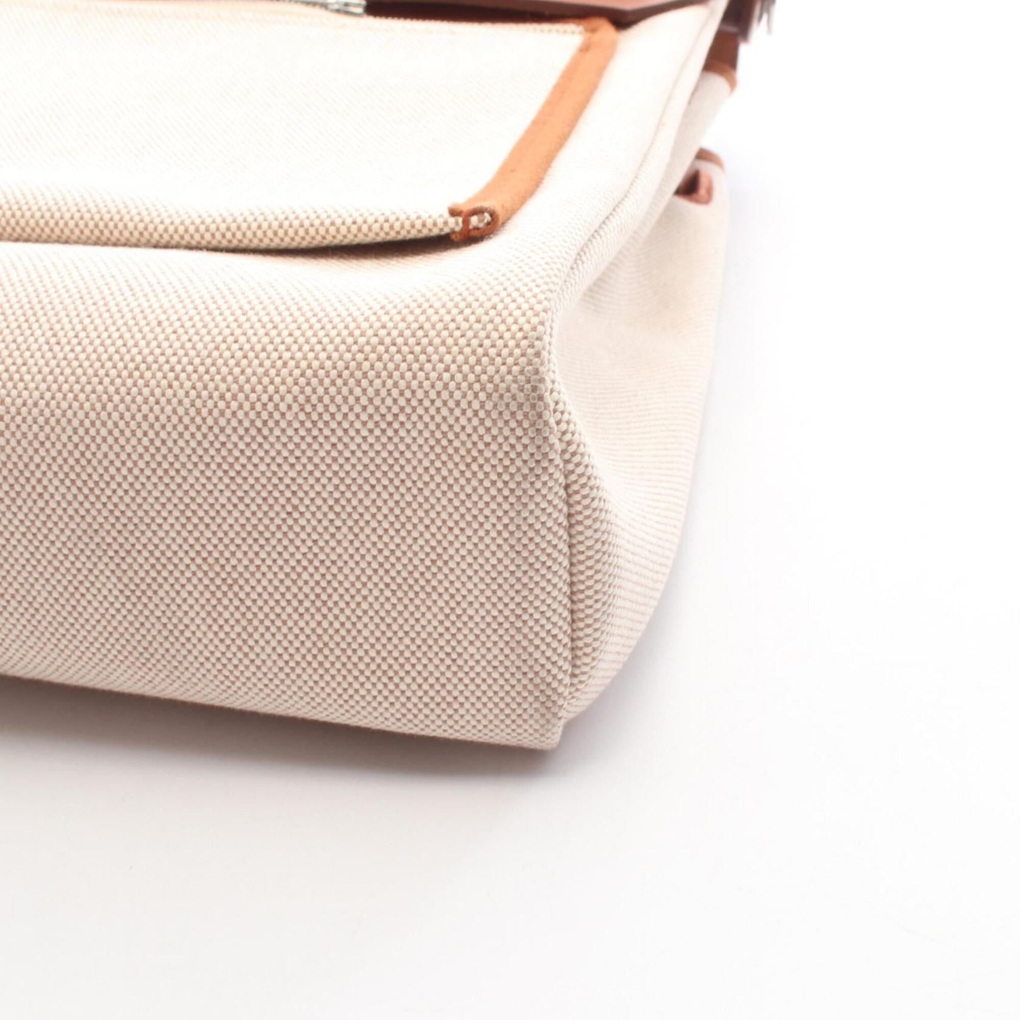 Hermes Hermes Herbag Zip Messenger 39 Handbag, Canvas Leather, Vache Hunter Toile H, Hunter, Women's, Ivory/Brown Size ONE SIZE - 7 Thumbnail