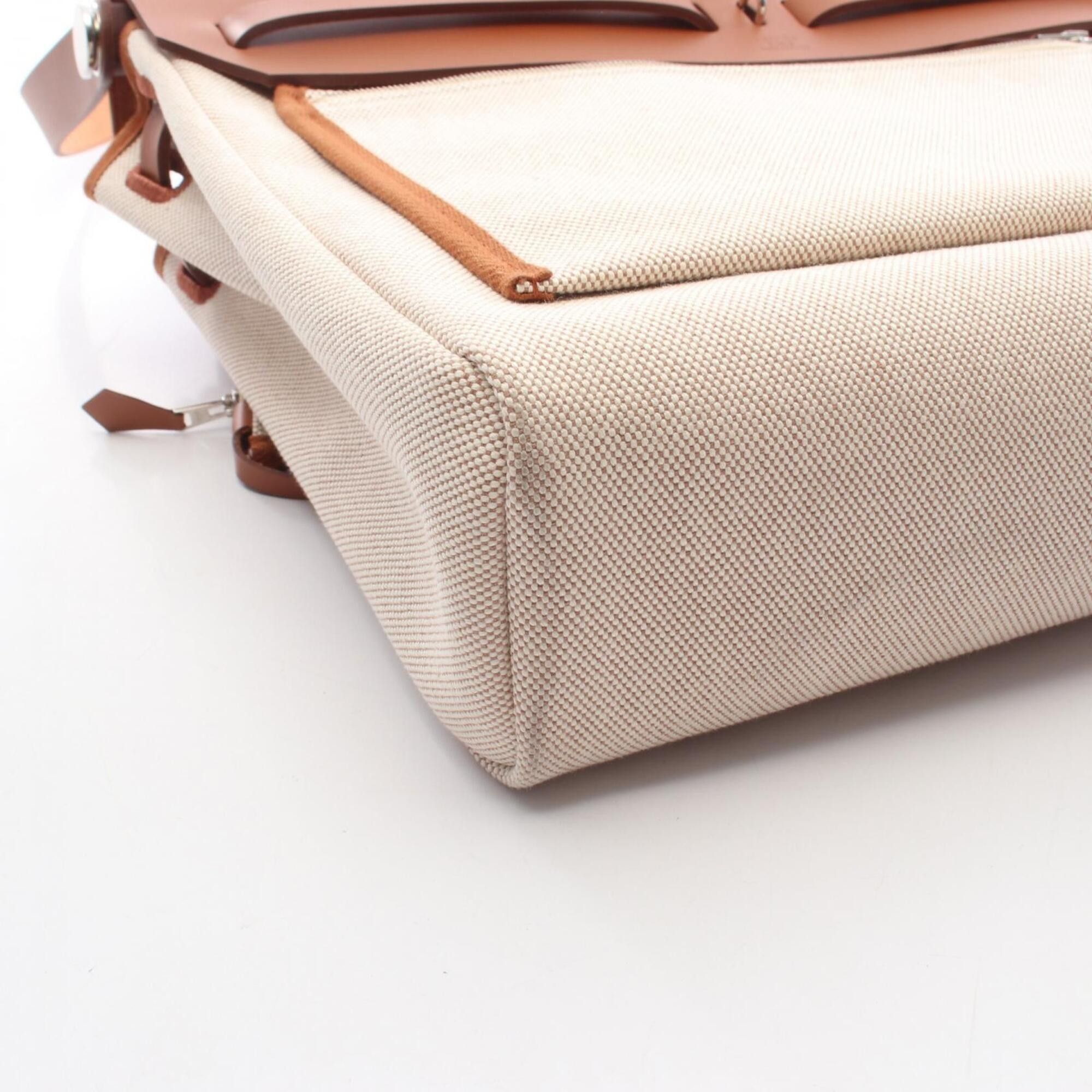 Hermes Hermes Herbag Zip Messenger 39 Handbag, Canvas Leather, Vache Hunter Toile H, Hunter, Women's, Ivory/Brown Size ONE SIZE - 6 Thumbnail