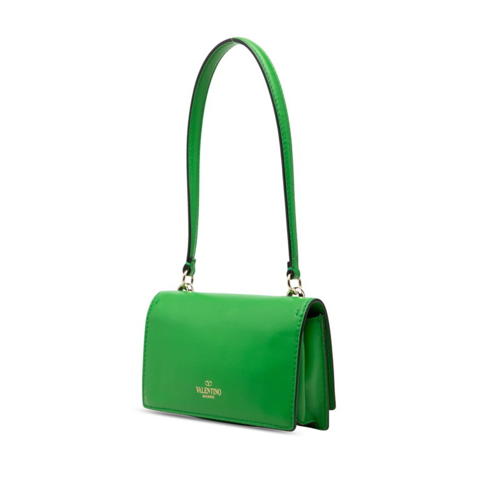 Valentino Valentino Rockstud Handbag One Shoulder Green Gold Leather Women's Size ONE SIZE - 2 Thumbnail