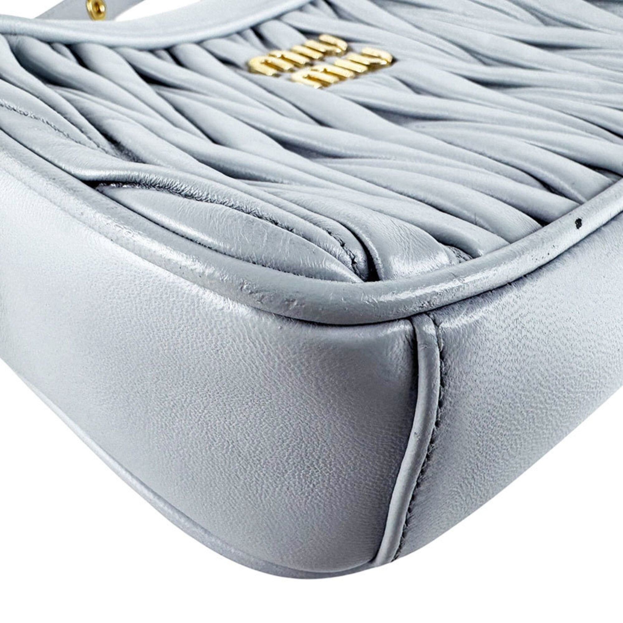 Miu Miu Miu Miu Miu shoulder bag, Matelassé leather, light gray, women's, z10256 Size ONE SIZE - 9 Thumbnail