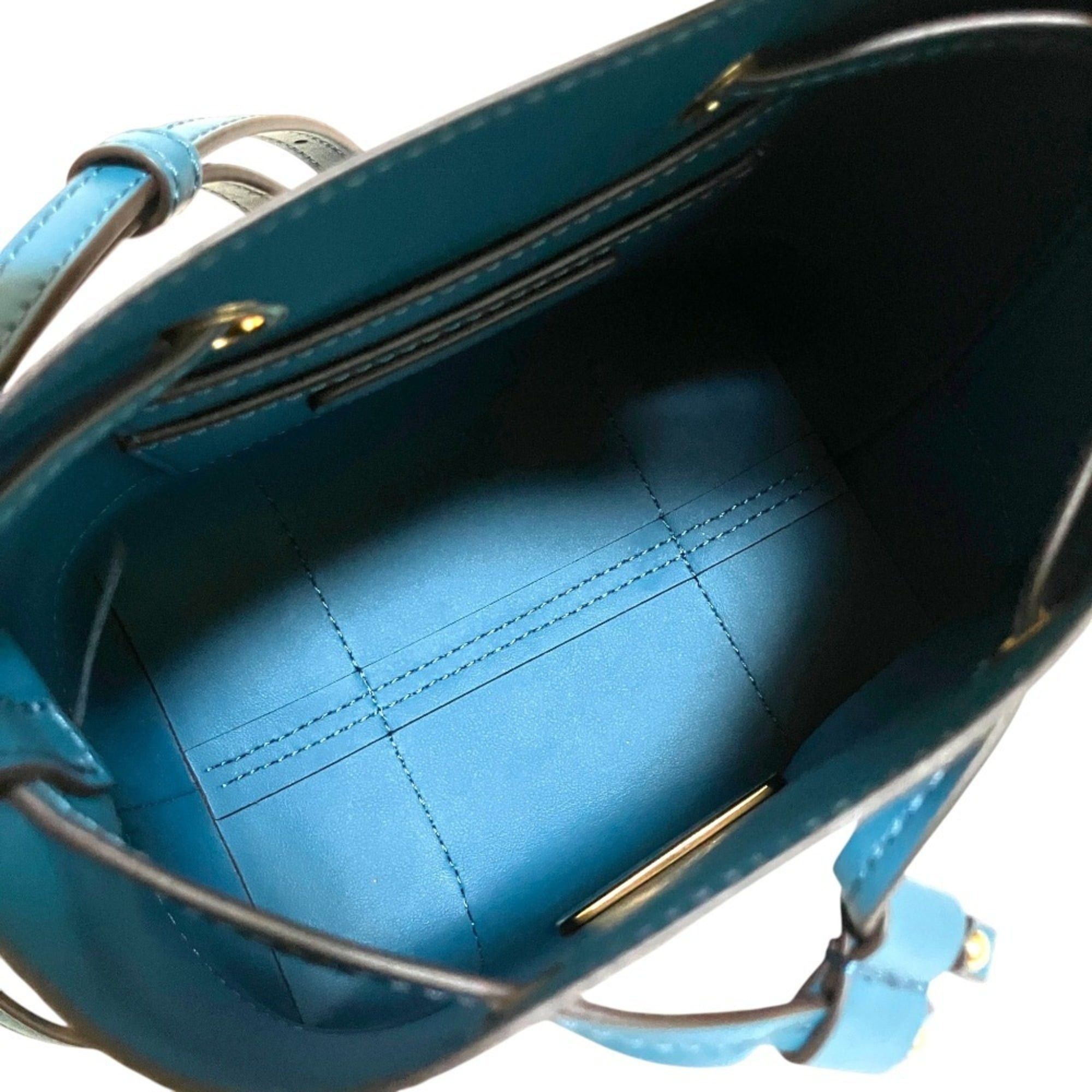 Michael Kors MICHAEL KORS MK Signature Drawstring 2-Way Bucket Shoulder Bag, Brown x Blue, Women's Size ONE SIZE - 6 Thumbnail