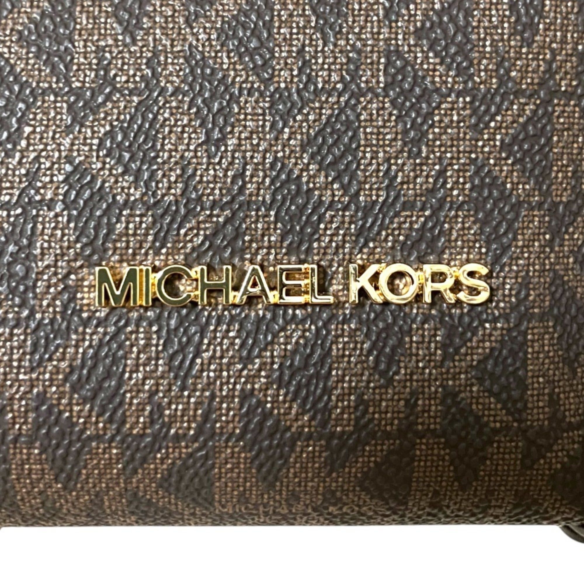 Michael Kors MICHAEL KORS MK Signature Drawstring 2-Way Bucket Shoulder Bag, Brown x Blue, Women's Size ONE SIZE - 7 Thumbnail