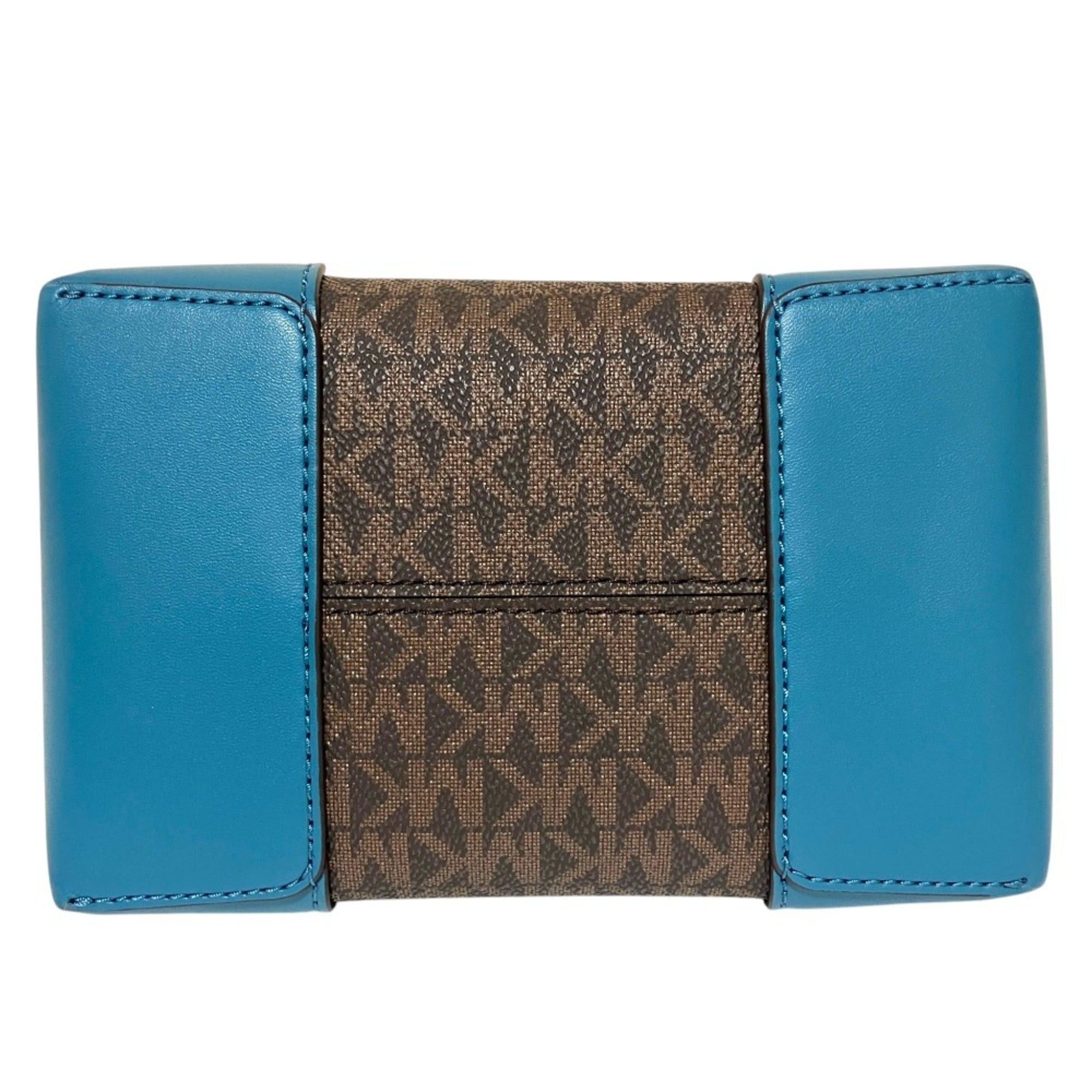Michael Kors MICHAEL KORS MK Signature Drawstring 2-Way Bucket Shoulder Bag, Brown x Blue, Women's Size ONE SIZE - 4 Thumbnail