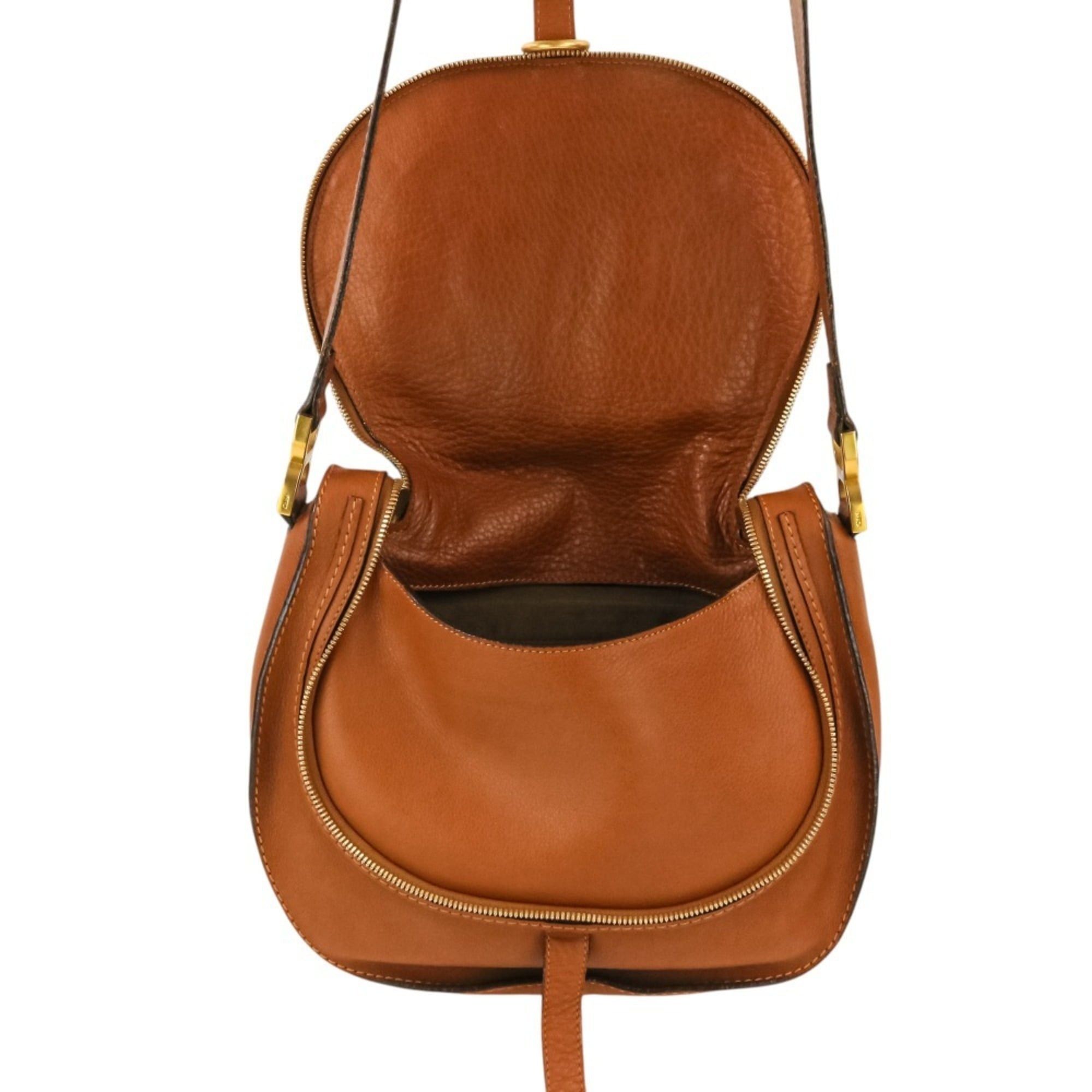 Chloe Chloé Chloe Marcie Leather Shoulder Bag, Brown, Women's Size ONE SIZE - 6 Thumbnail