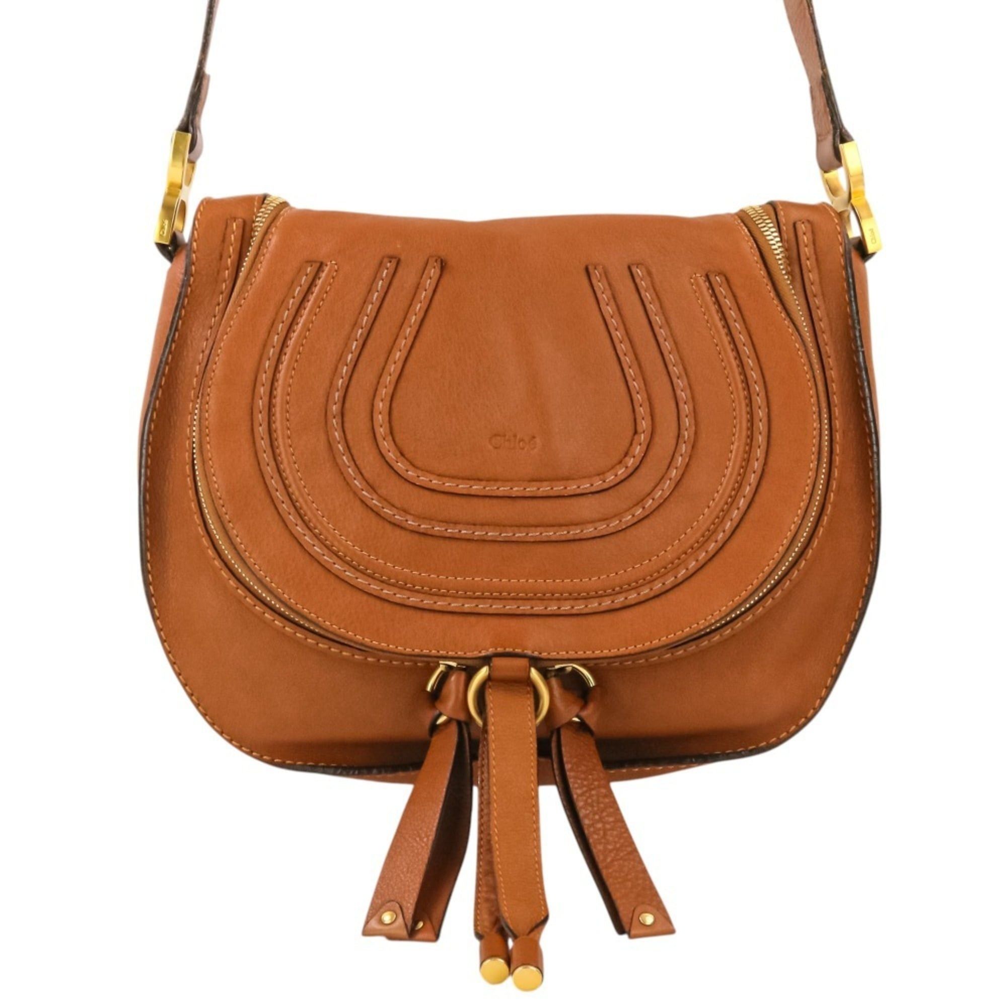 Chloe Chloé Chloe Marcie Leather Shoulder Bag, Brown, Women's Size ONE SIZE - 2 Thumbnail