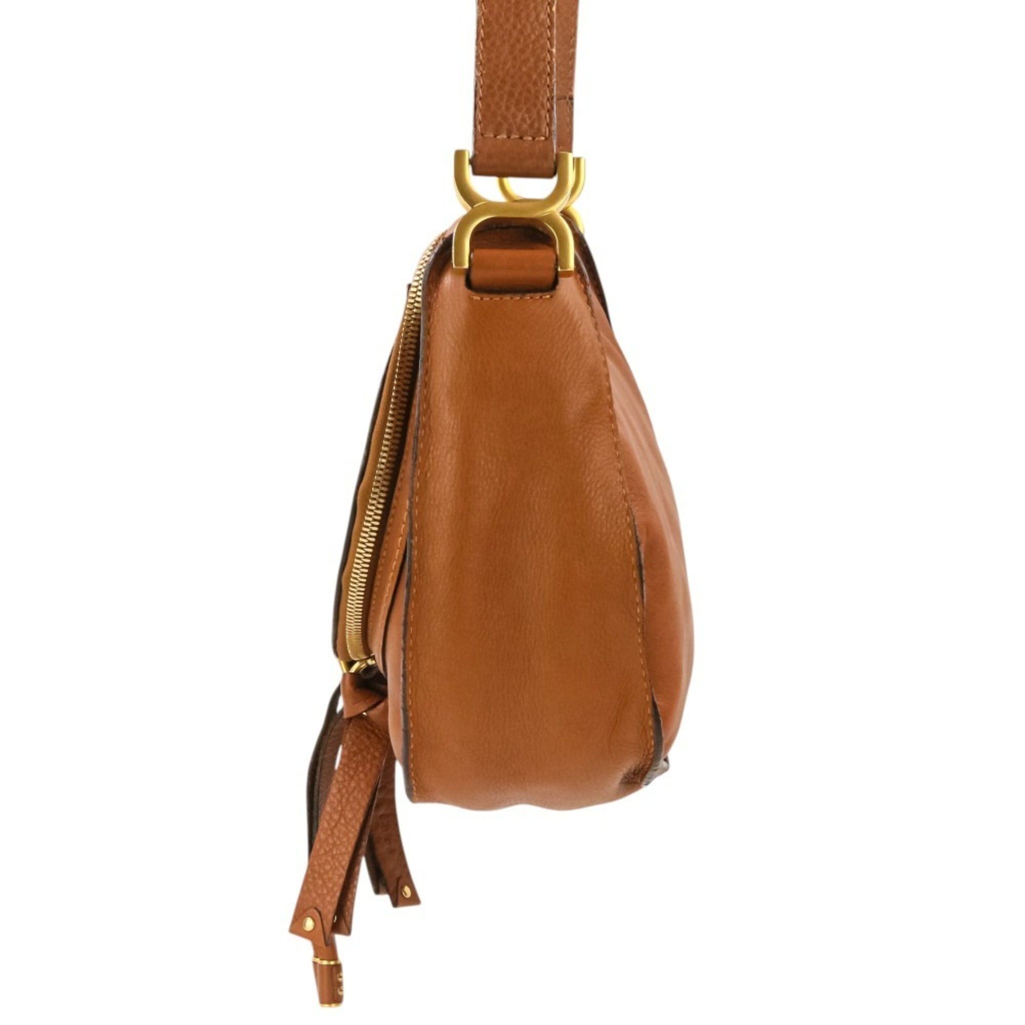 Chloe Chloé Chloe Marcie Leather Shoulder Bag, Brown, Women's Size ONE SIZE - 4 Thumbnail