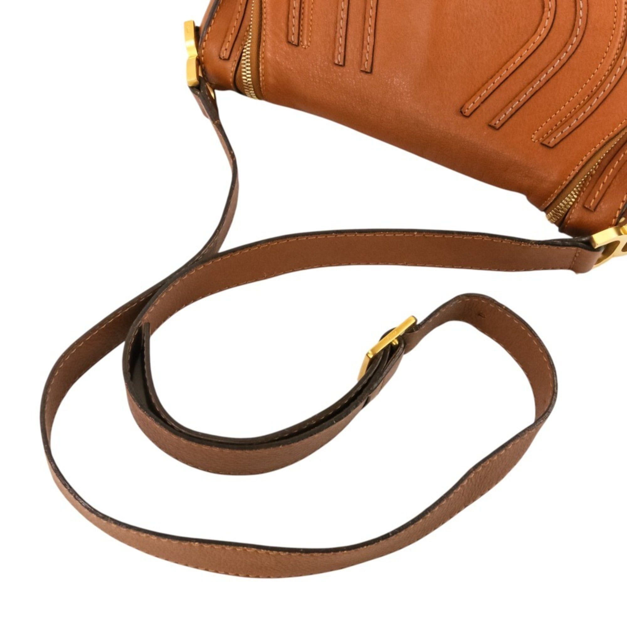 Chloe Chloé Chloe Marcie Leather Shoulder Bag, Brown, Women's Size ONE SIZE - 7 Thumbnail