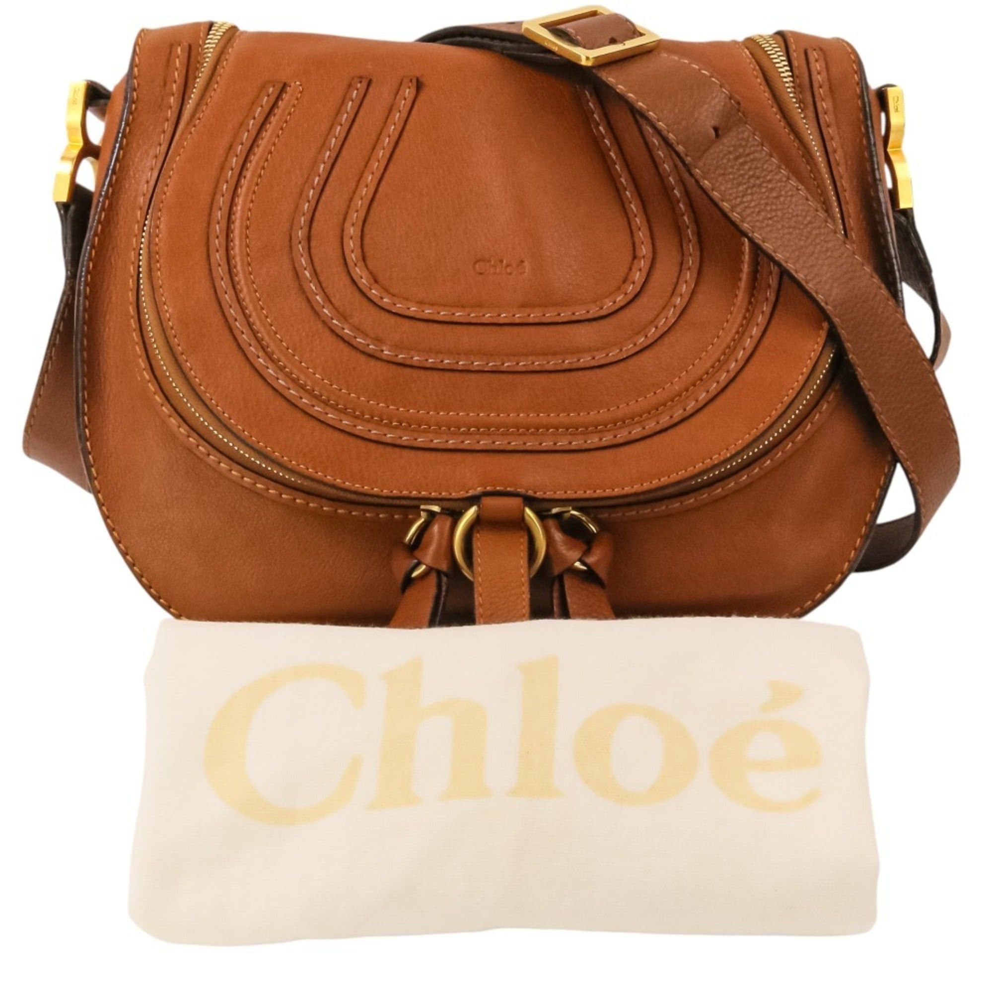 Chloe Chloé Chloe Marcie Leather Shoulder Bag, Brown, Women's Size ONE SIZE - 14 Thumbnail