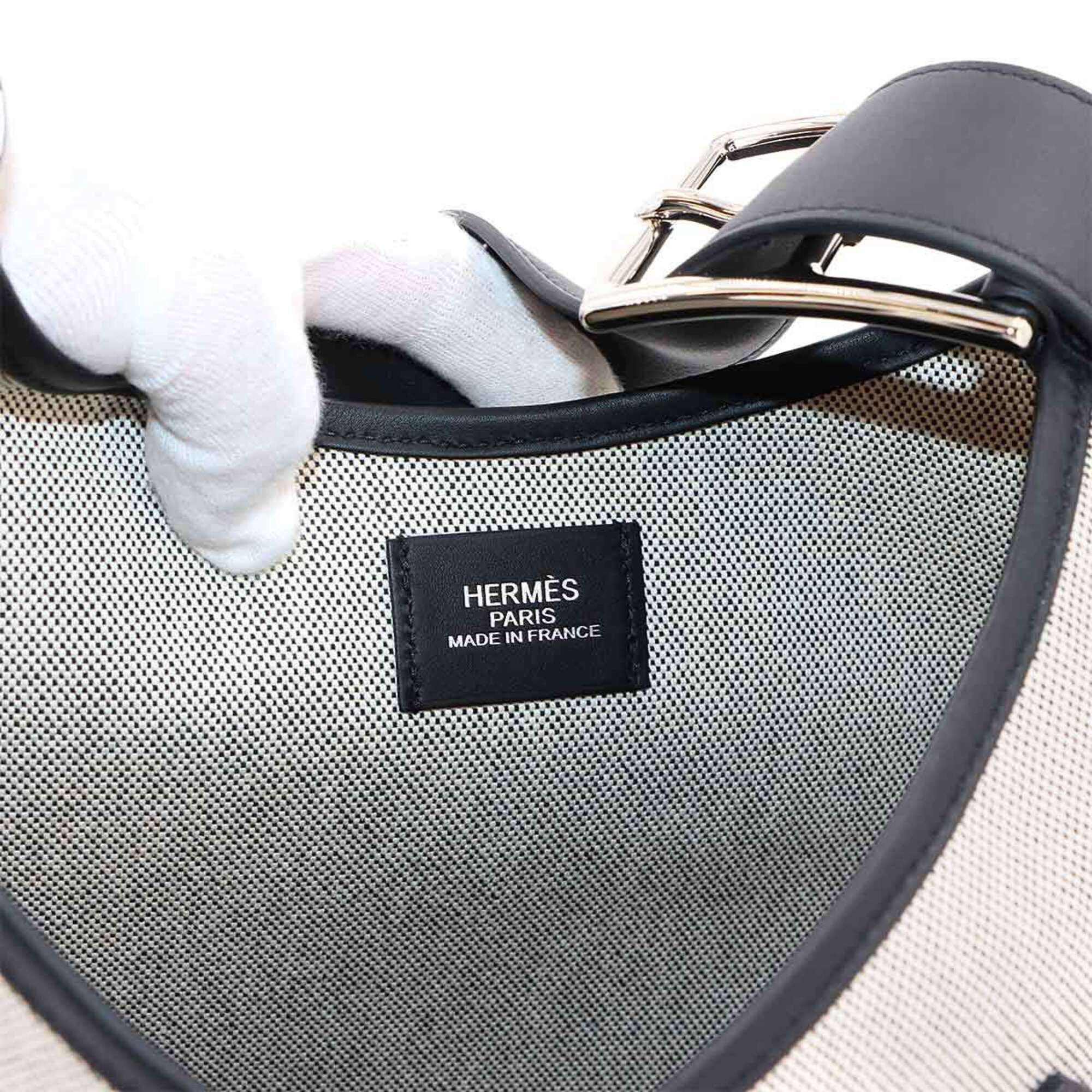 Hermes Hermes Arcon Shoulder Handbag, Toile H Swift Leather, Black, W Stamp, Silver Hardware Size ONE SIZE - 8 Thumbnail