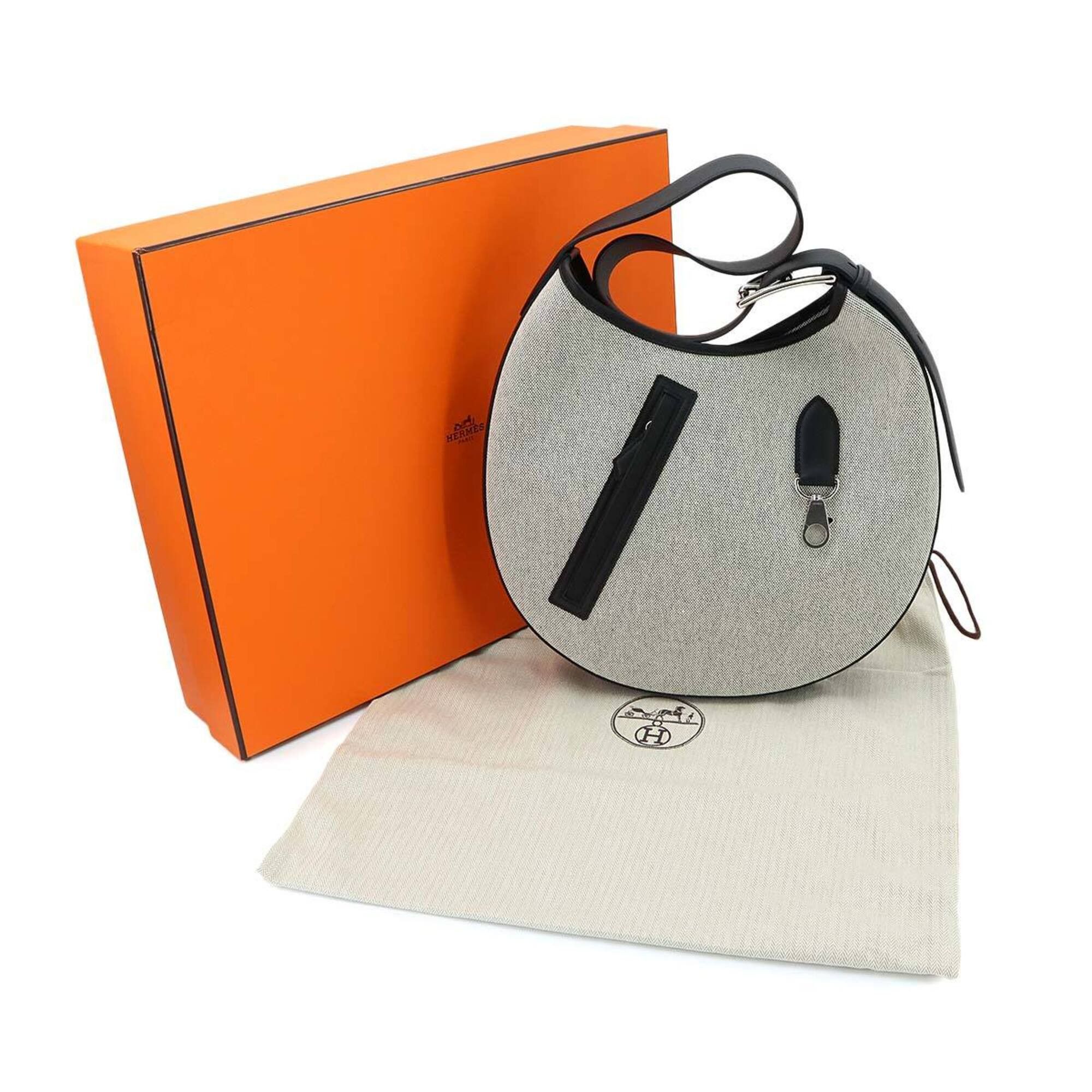 Hermes Hermes Arcon Shoulder Handbag, Toile H Swift Leather, Black, W Stamp, Silver Hardware Size ONE SIZE - 2 Thumbnail