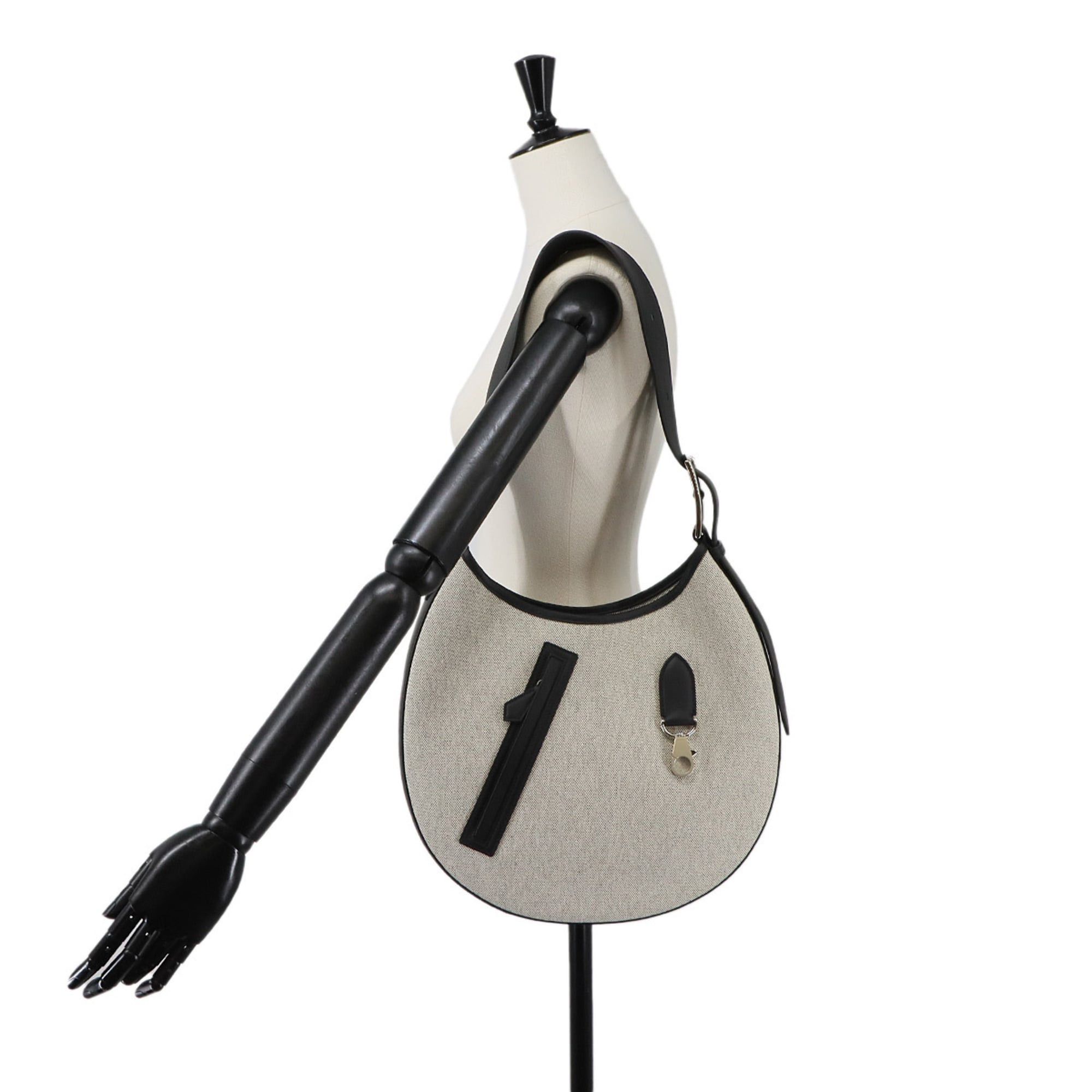 Hermes Hermes Arcon Shoulder Handbag, Toile H Swift Leather, Black, W Stamp, Silver Hardware Size ONE SIZE - 10 Thumbnail